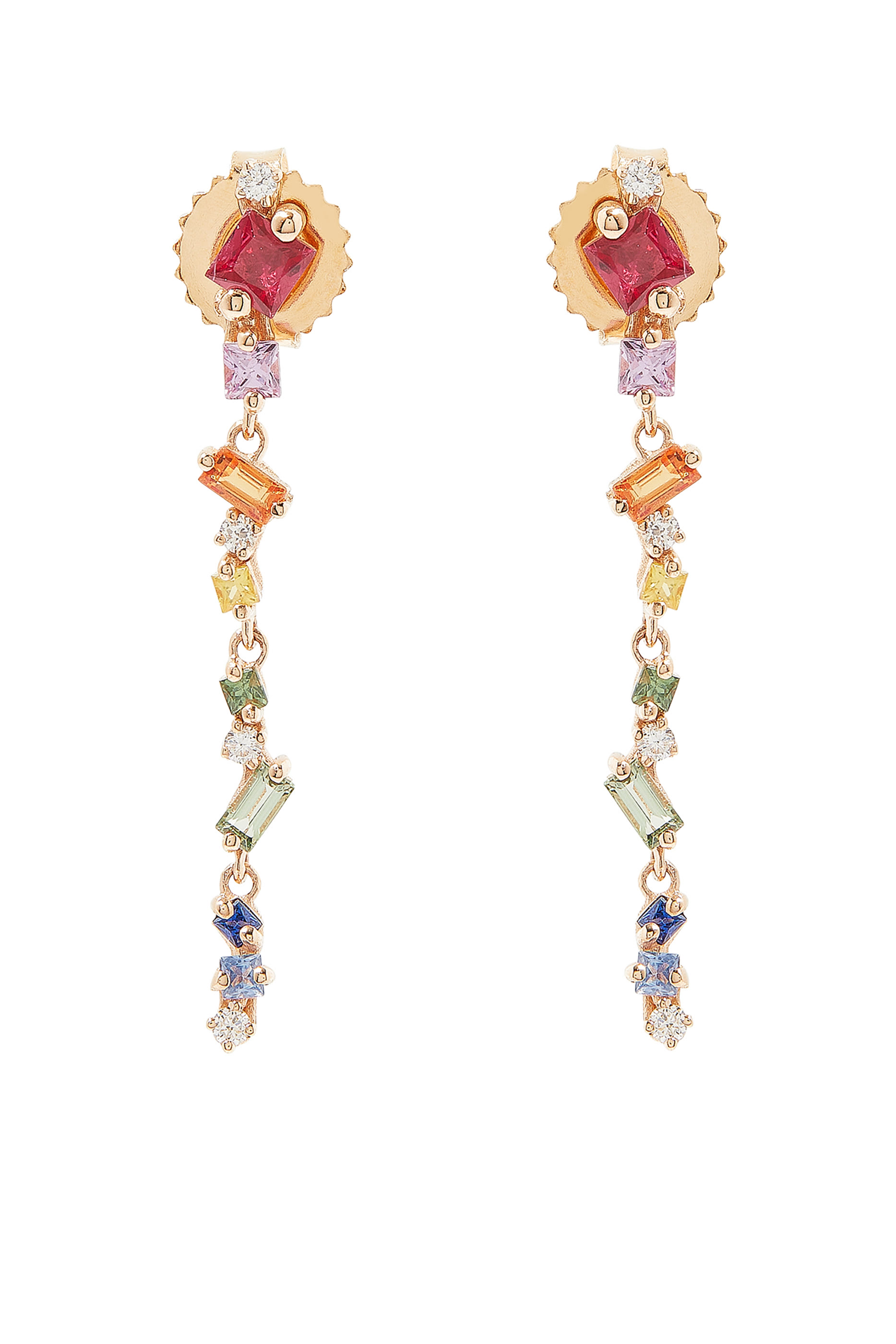 Earrings, 18k Pink Gold & Sapphire, Diamonds