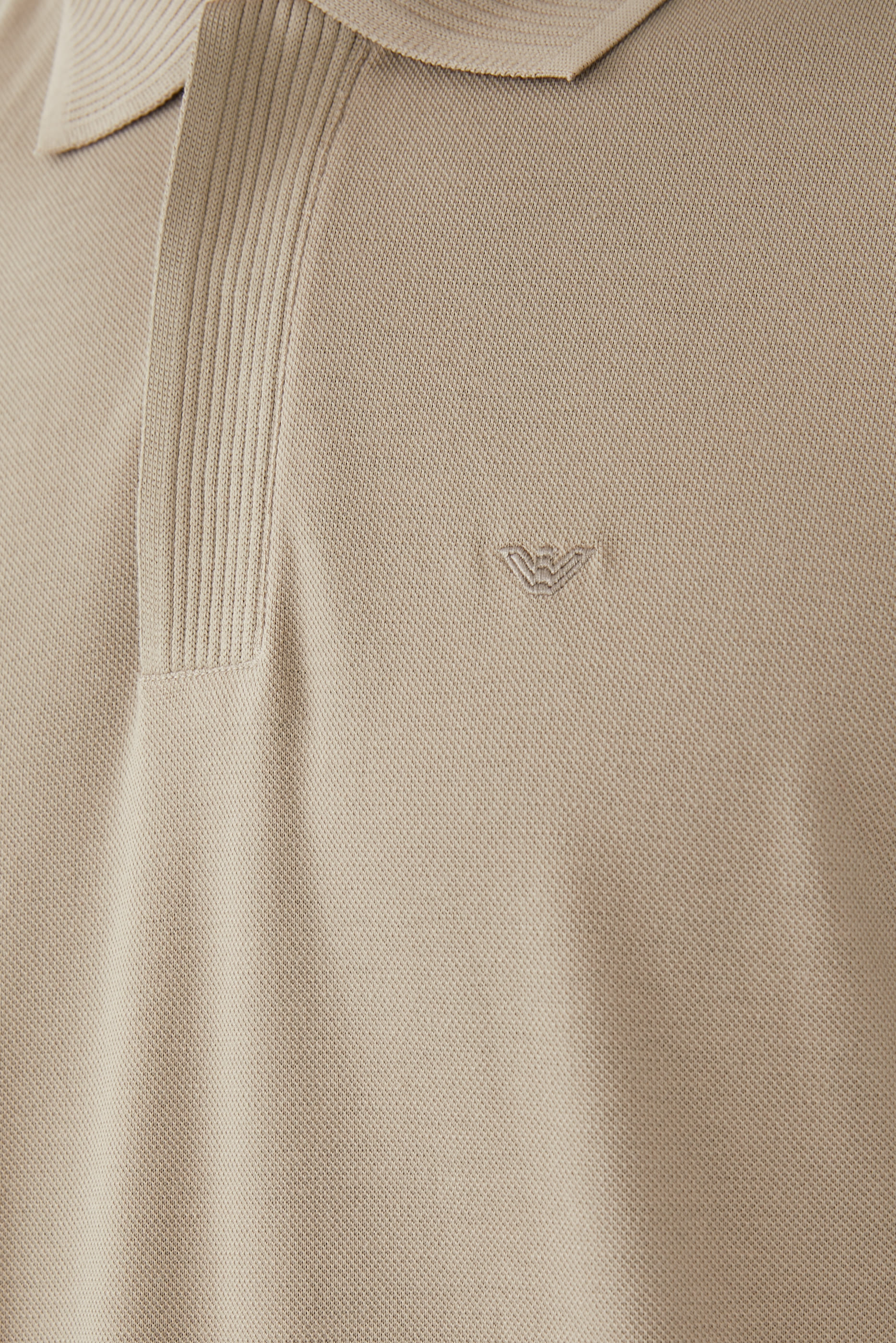 Micro Eagle Logo Ribbed Collar Polo Shirt