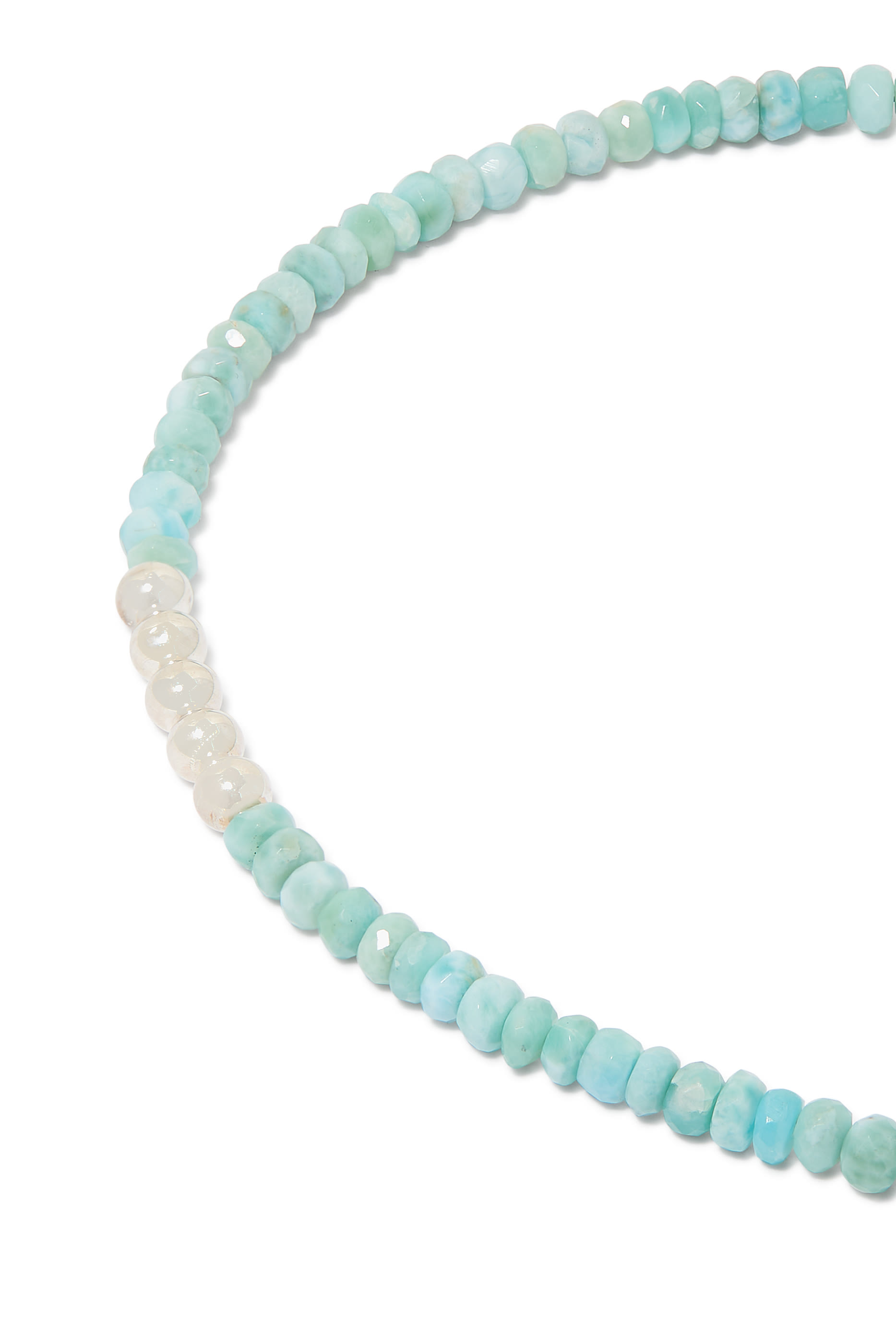 Beaded Snake Necklace, 18K Yellow Gold with Sterling Silver, Diamonds & Lapis-Larimar Beads