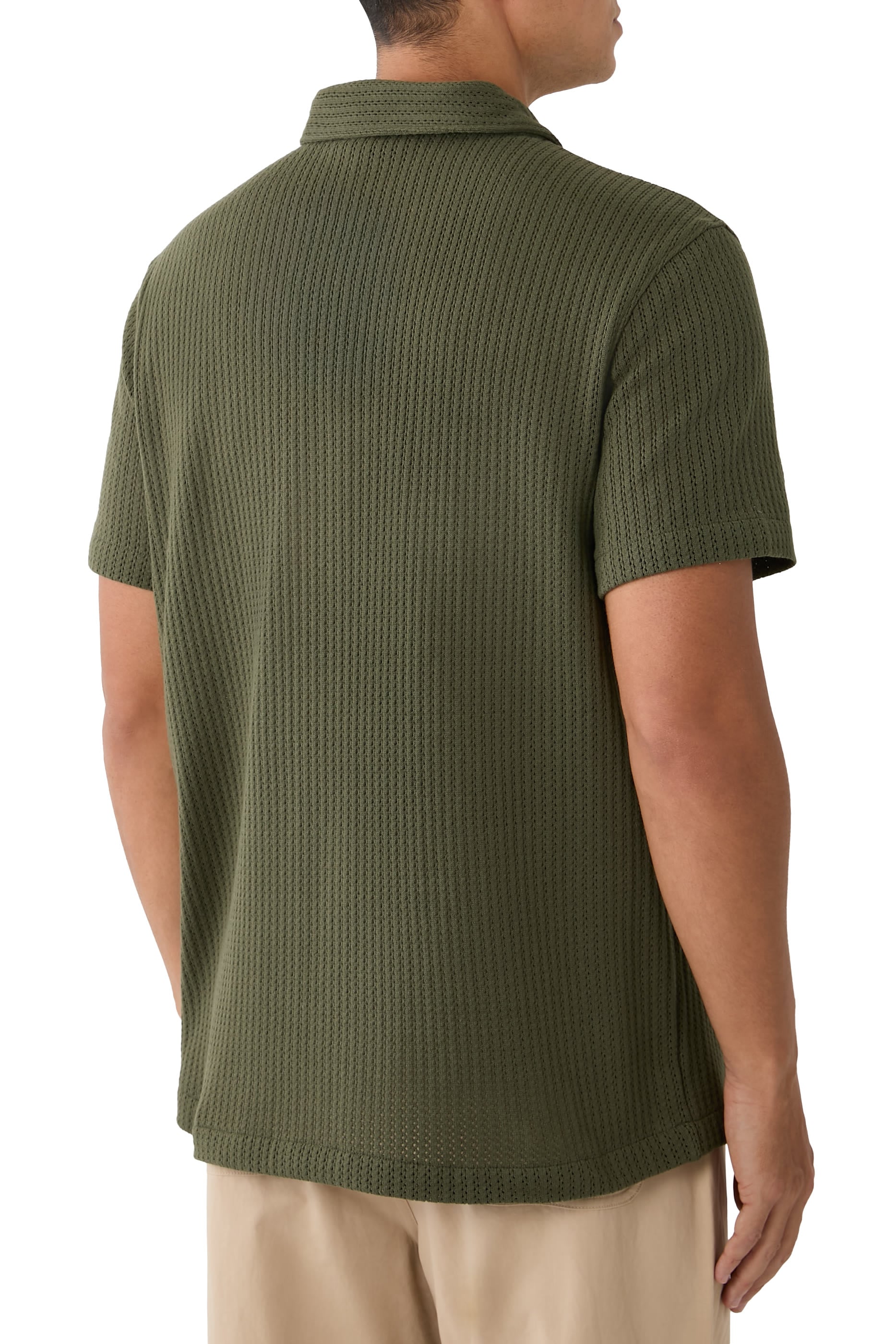 Pointelle Cotton-Blend Button-Front Shirt 