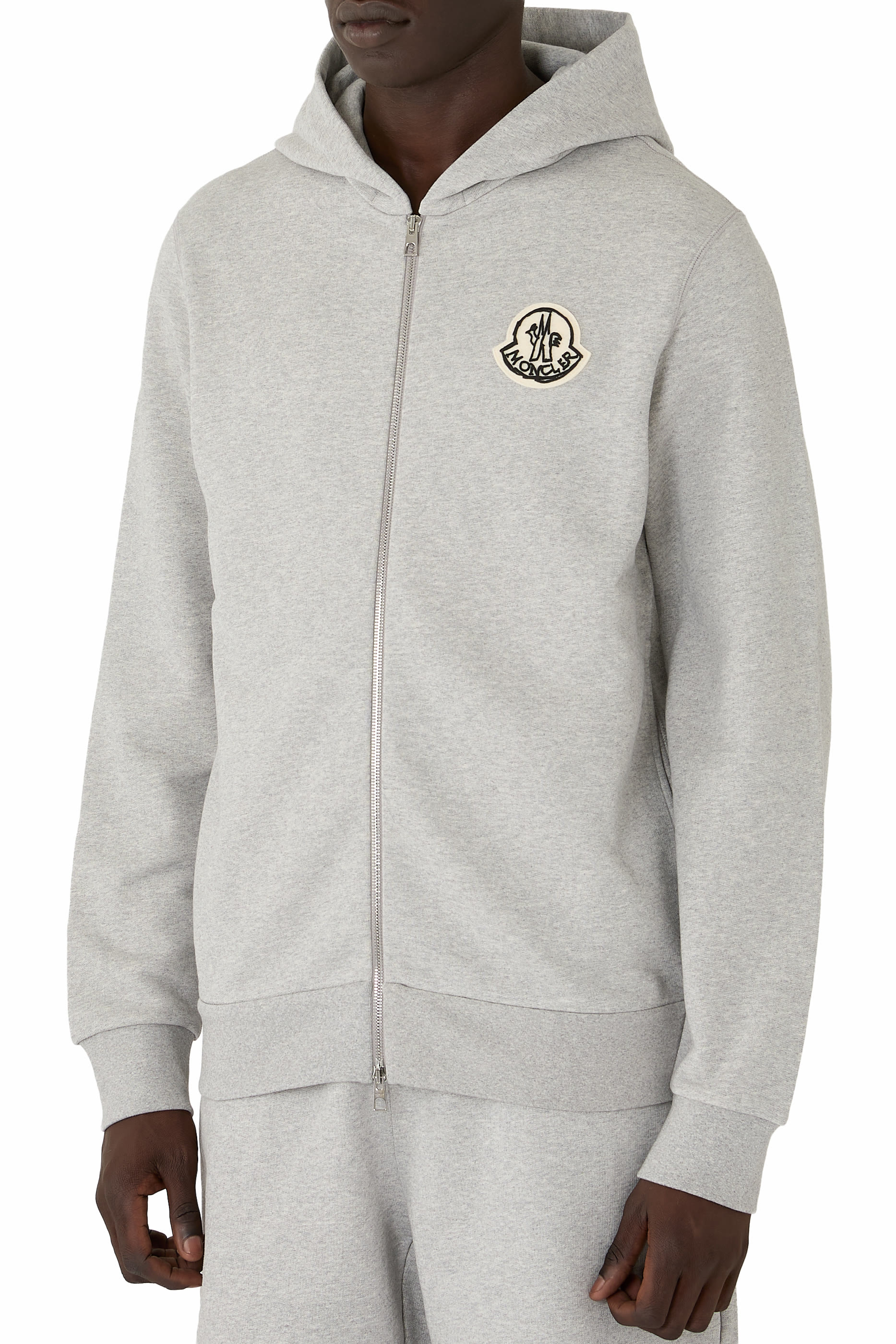 Leather Logo Wool Zip-Up Cardigan 
