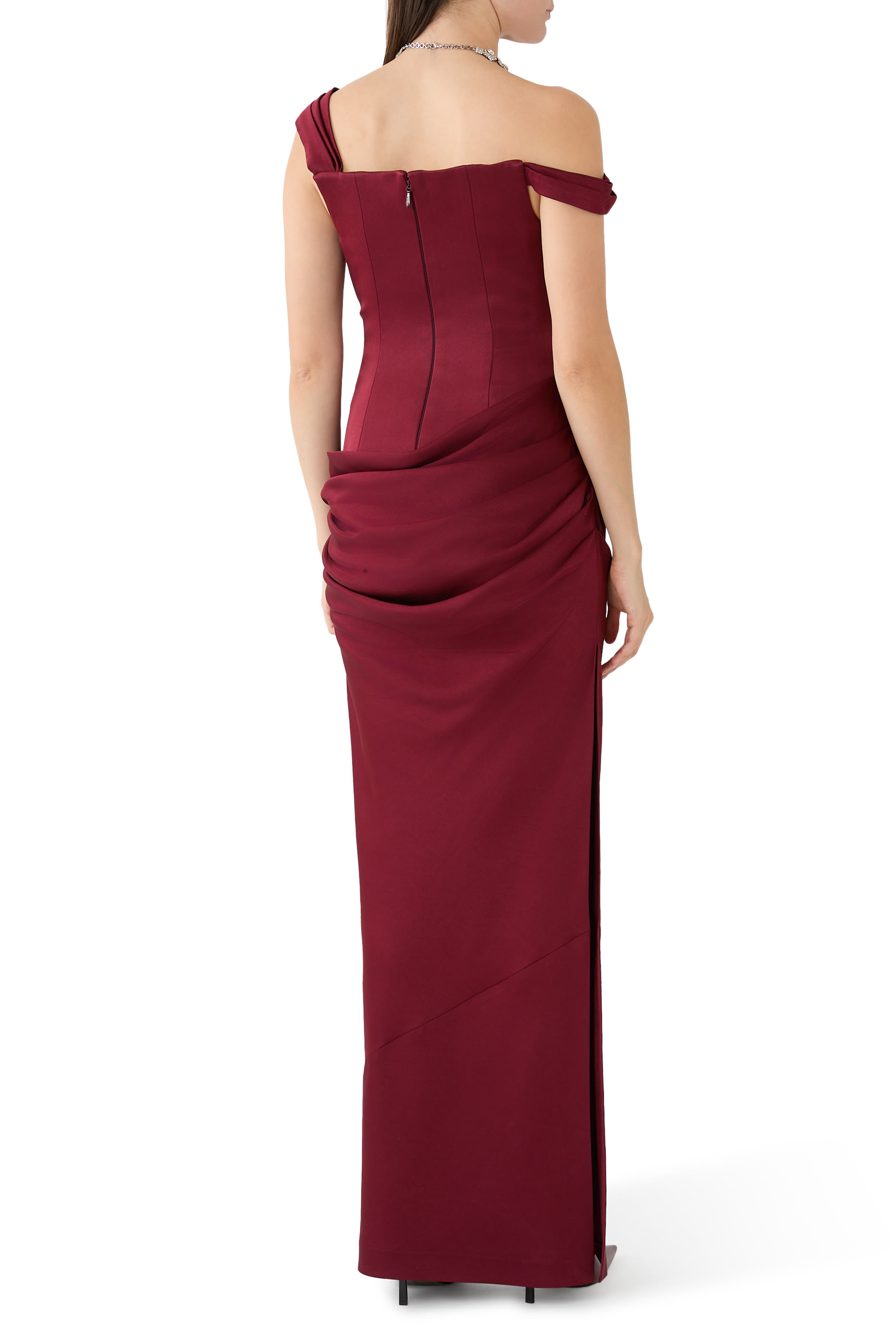 Longline Sweetheart Drape Column Gown