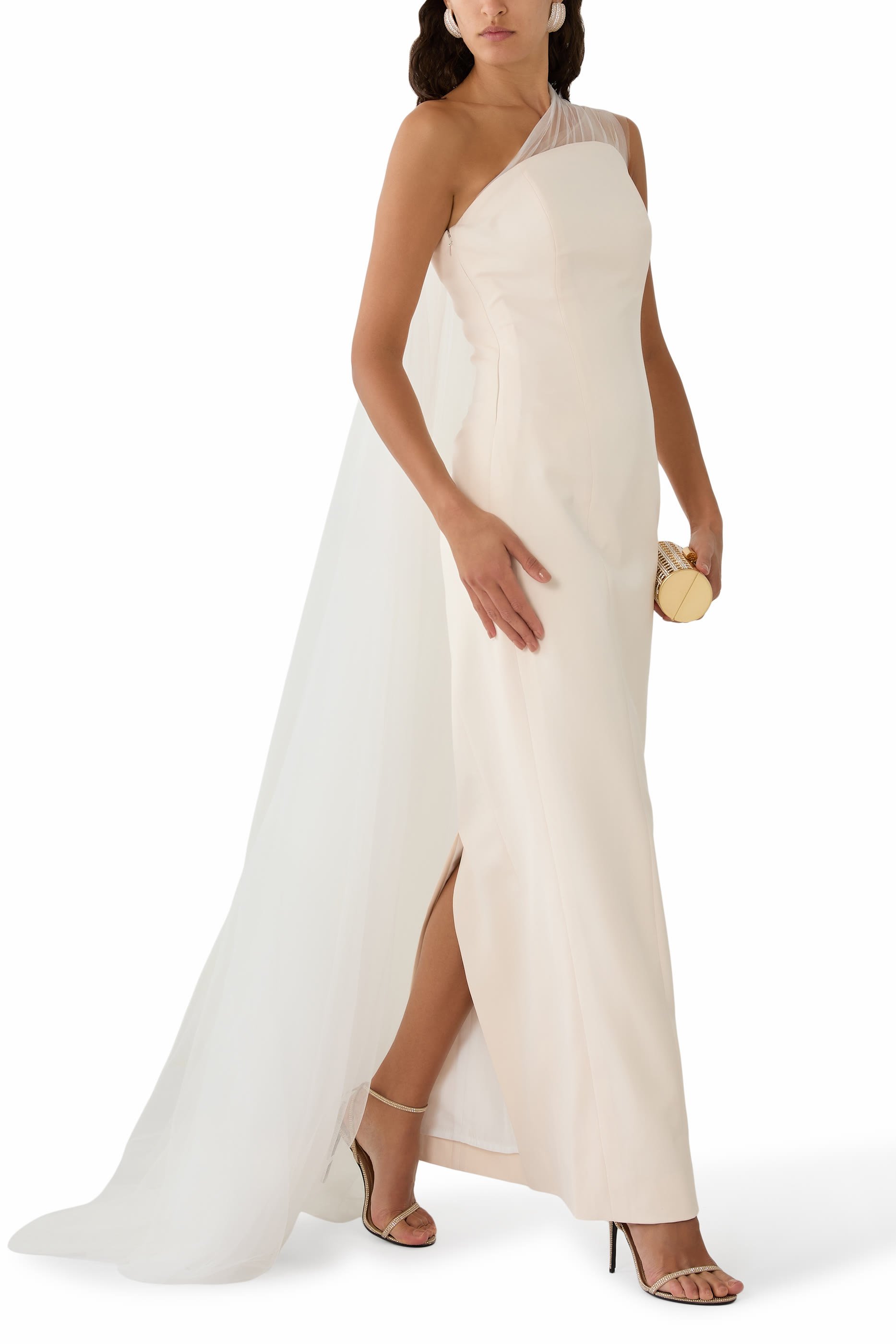 Asymmetric Crepe Gown 