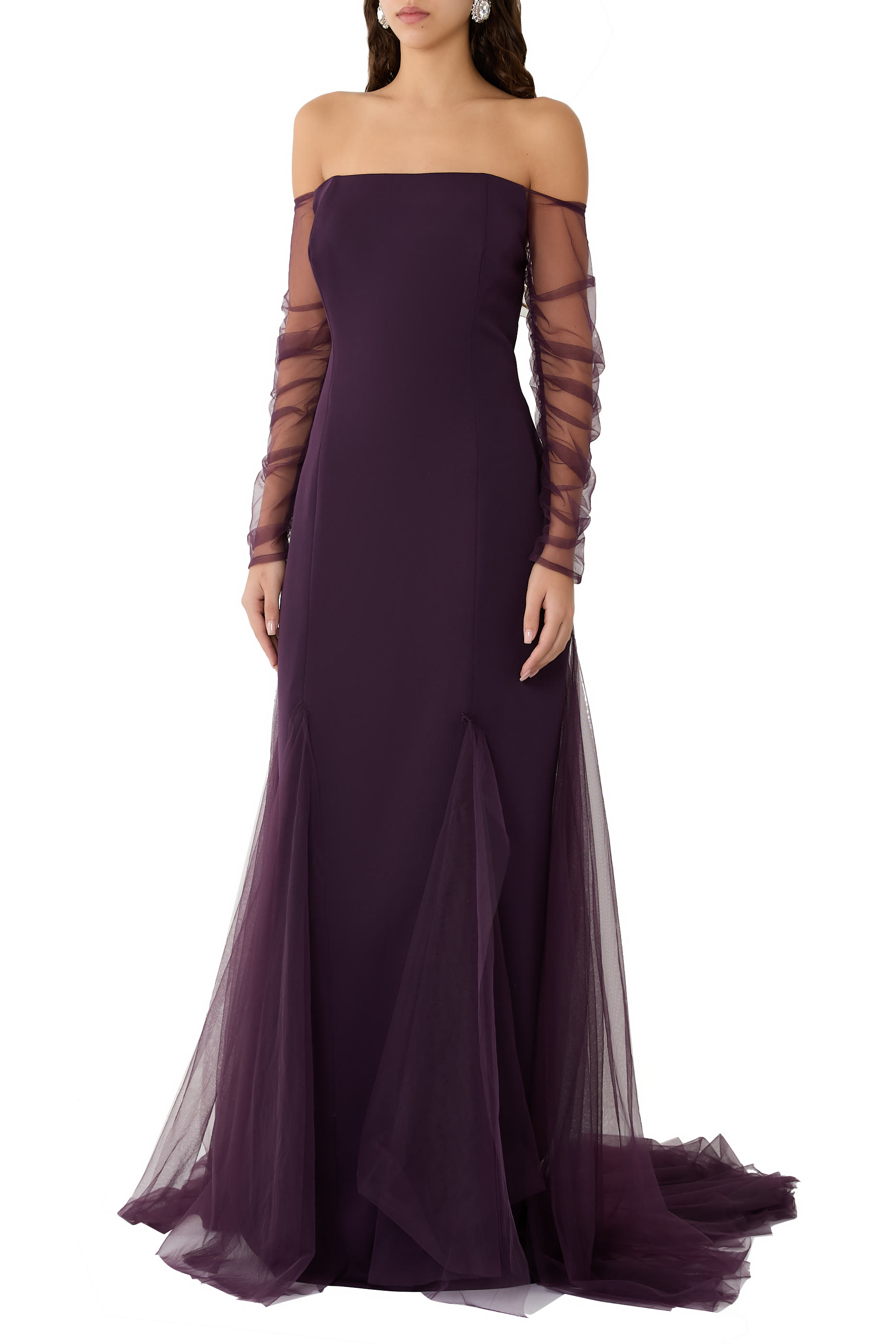 Off-Shoulder Crepe Gown