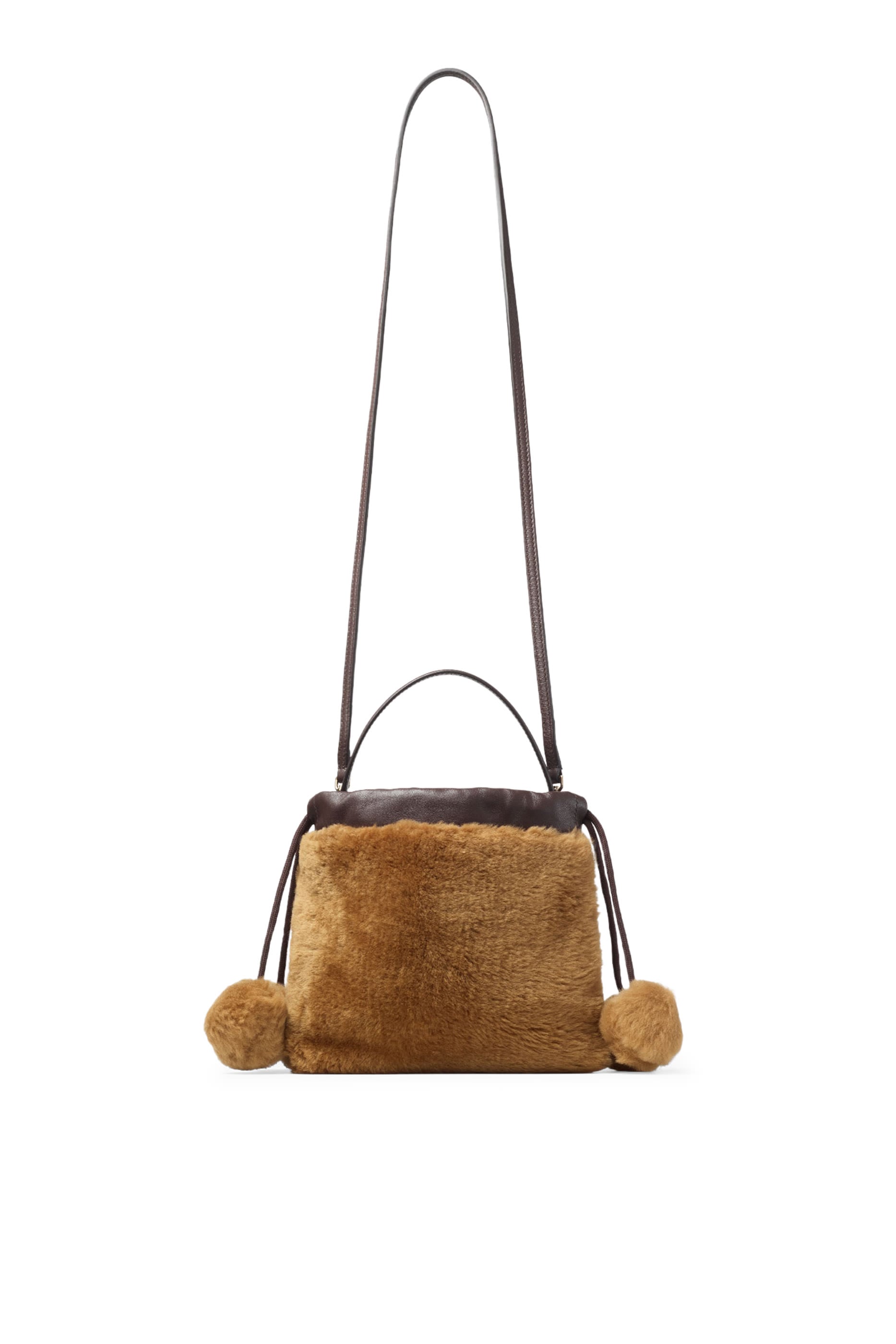 Logo Shearling Drawstring Pouch