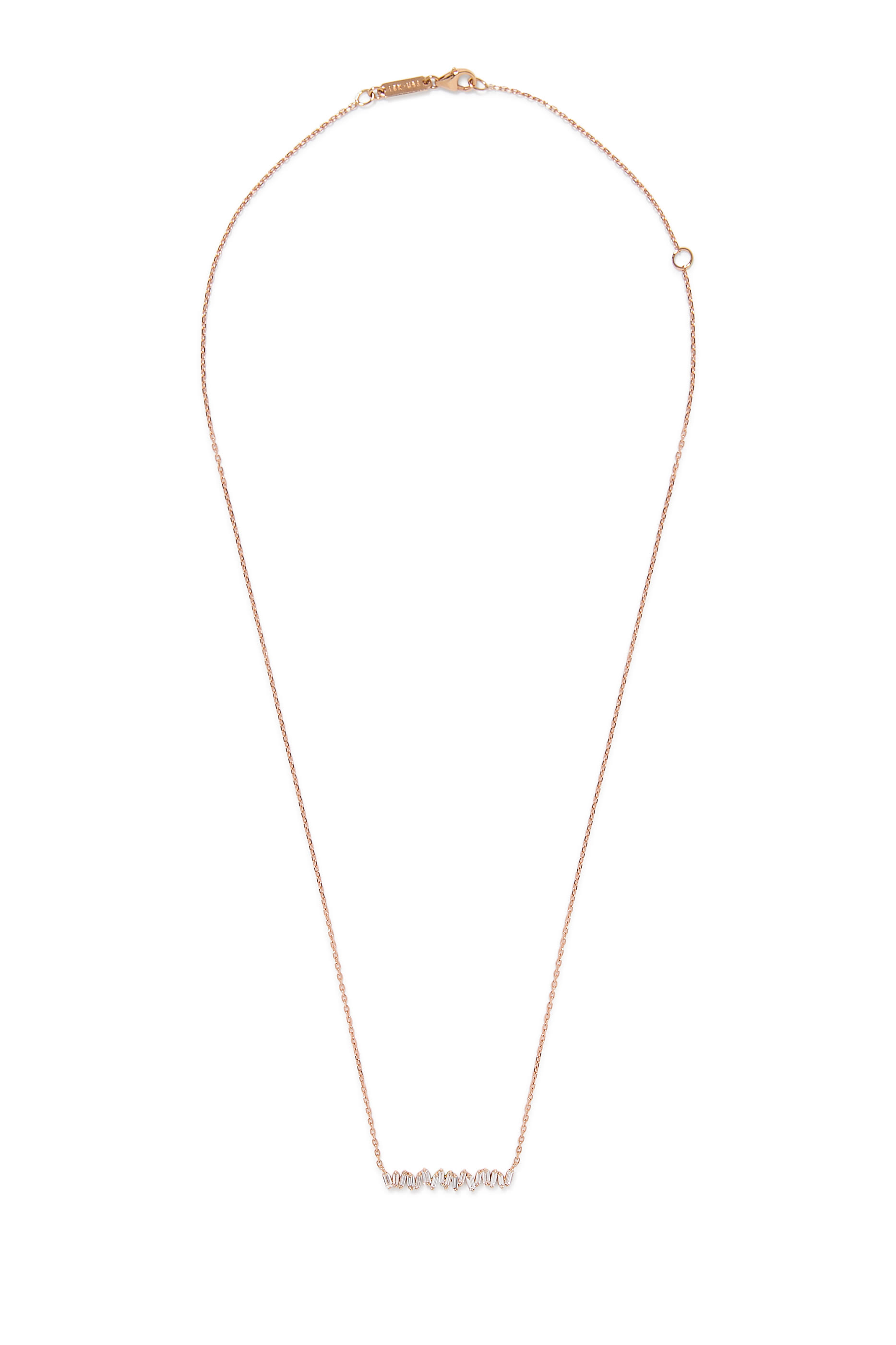 Classic Bar Pendant Necklace, 18k Rose Gold & Diamonds