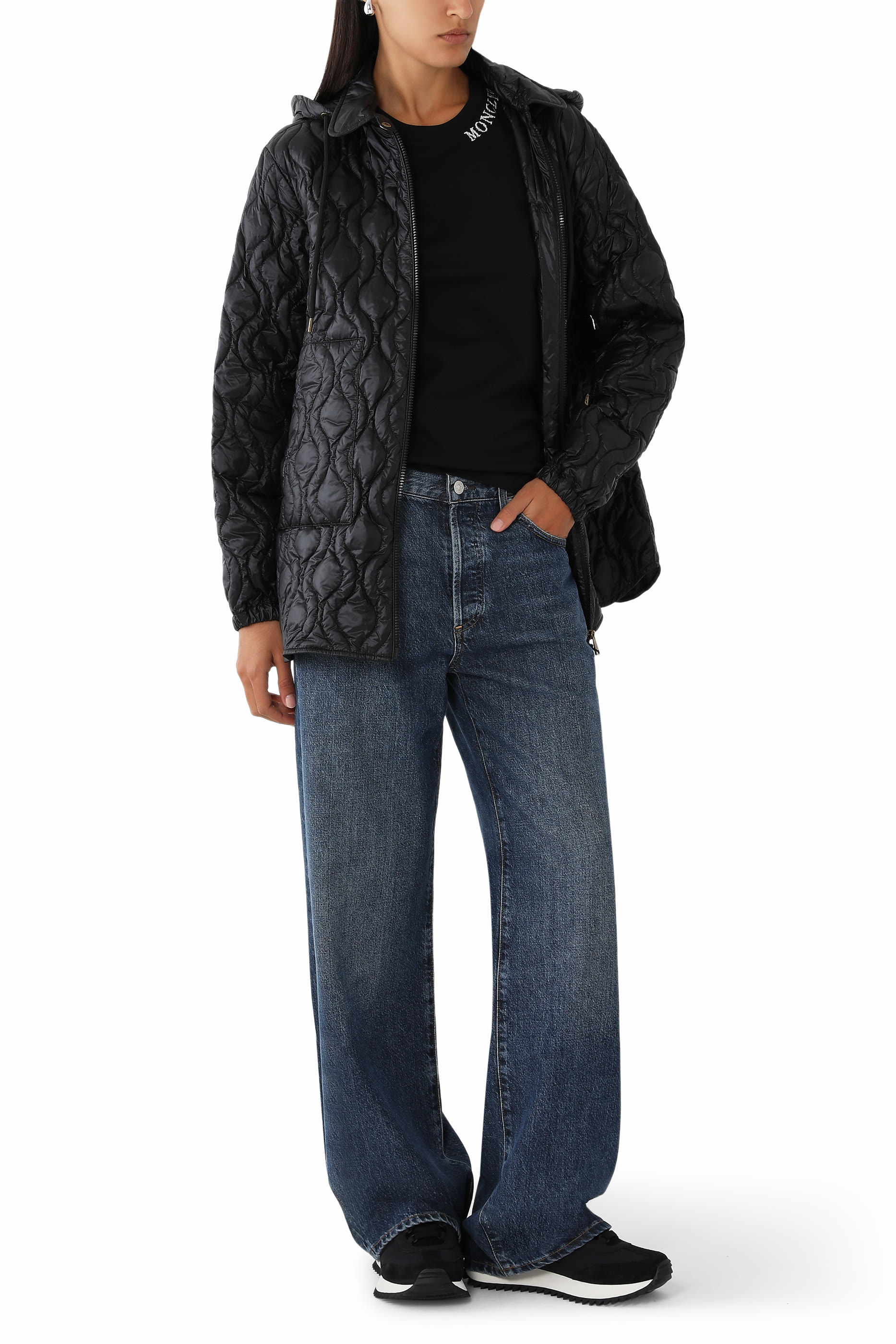 Balette Geometric Quilted Mid-Length Down Jacket 
