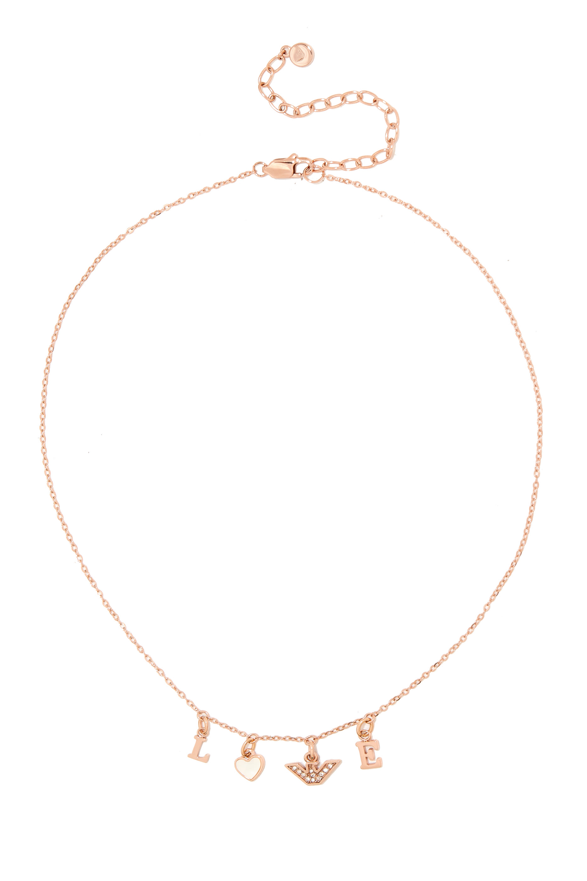 'Love' Necklace, Stainless Steel & Crystals