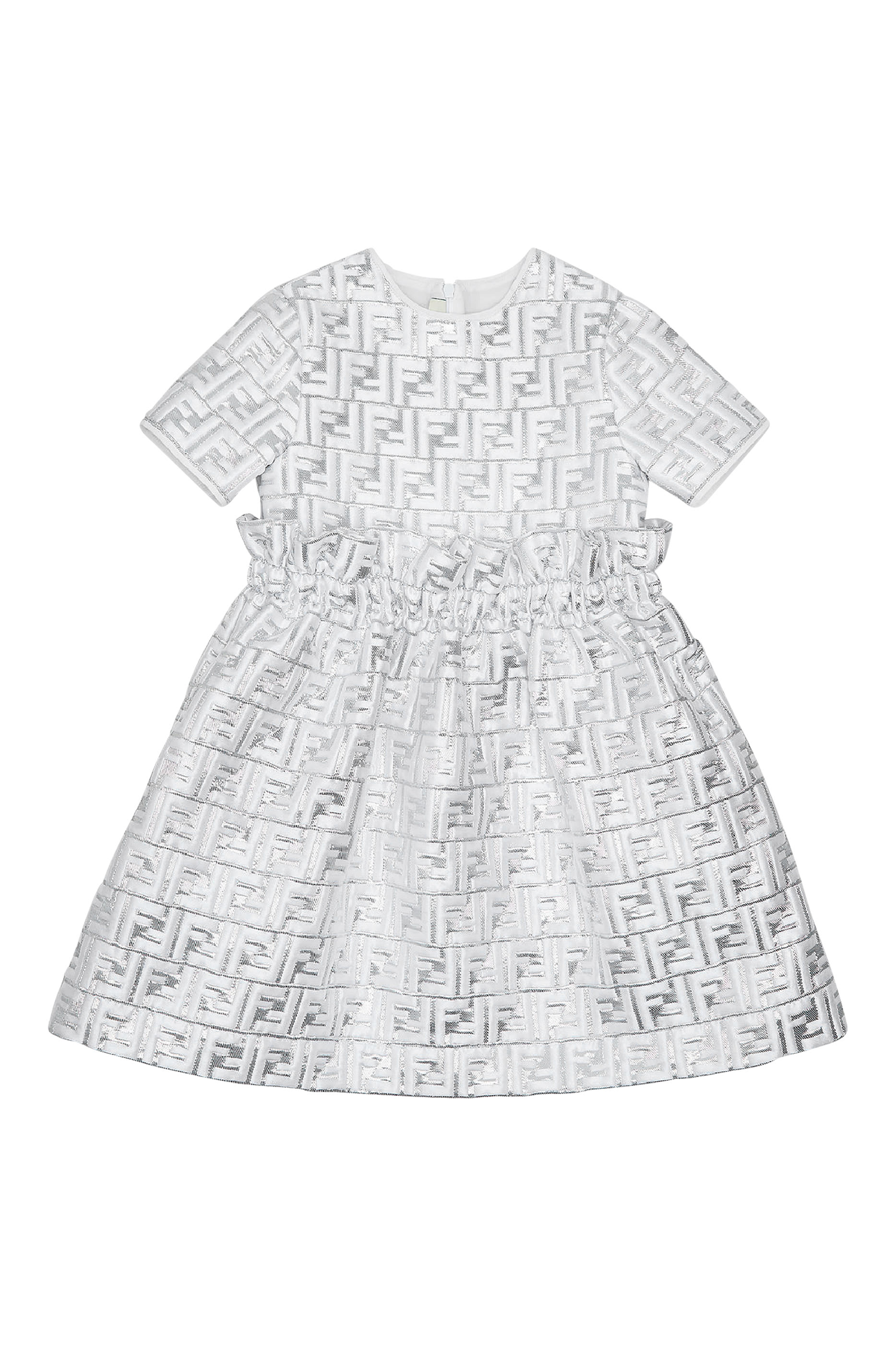 Kids Metallic Logo Brocade Dress