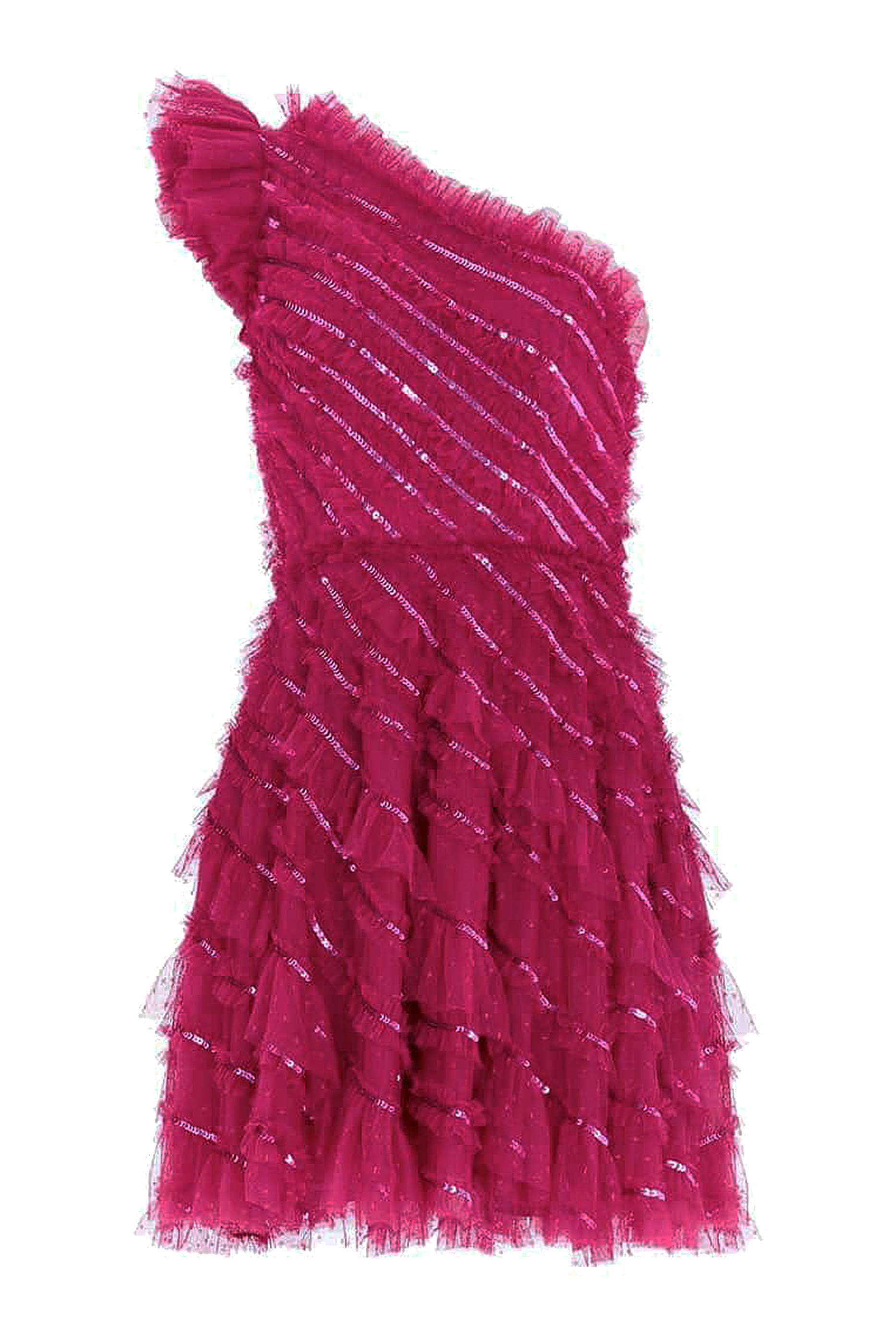 Spiral Sequin One-Shoulder Micro Mini Dress