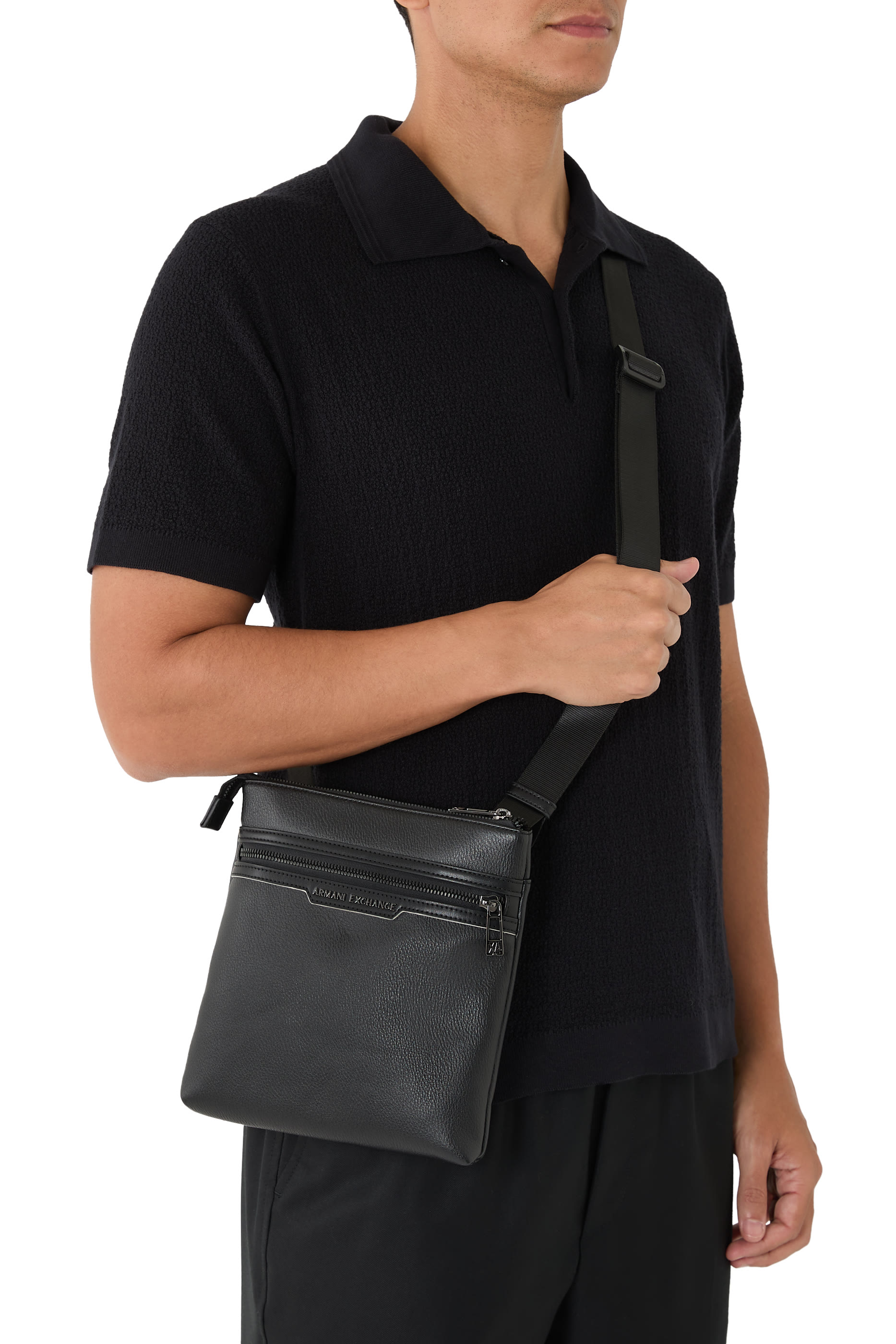 Cedric 2 Zippers Flat Crossbody Bag