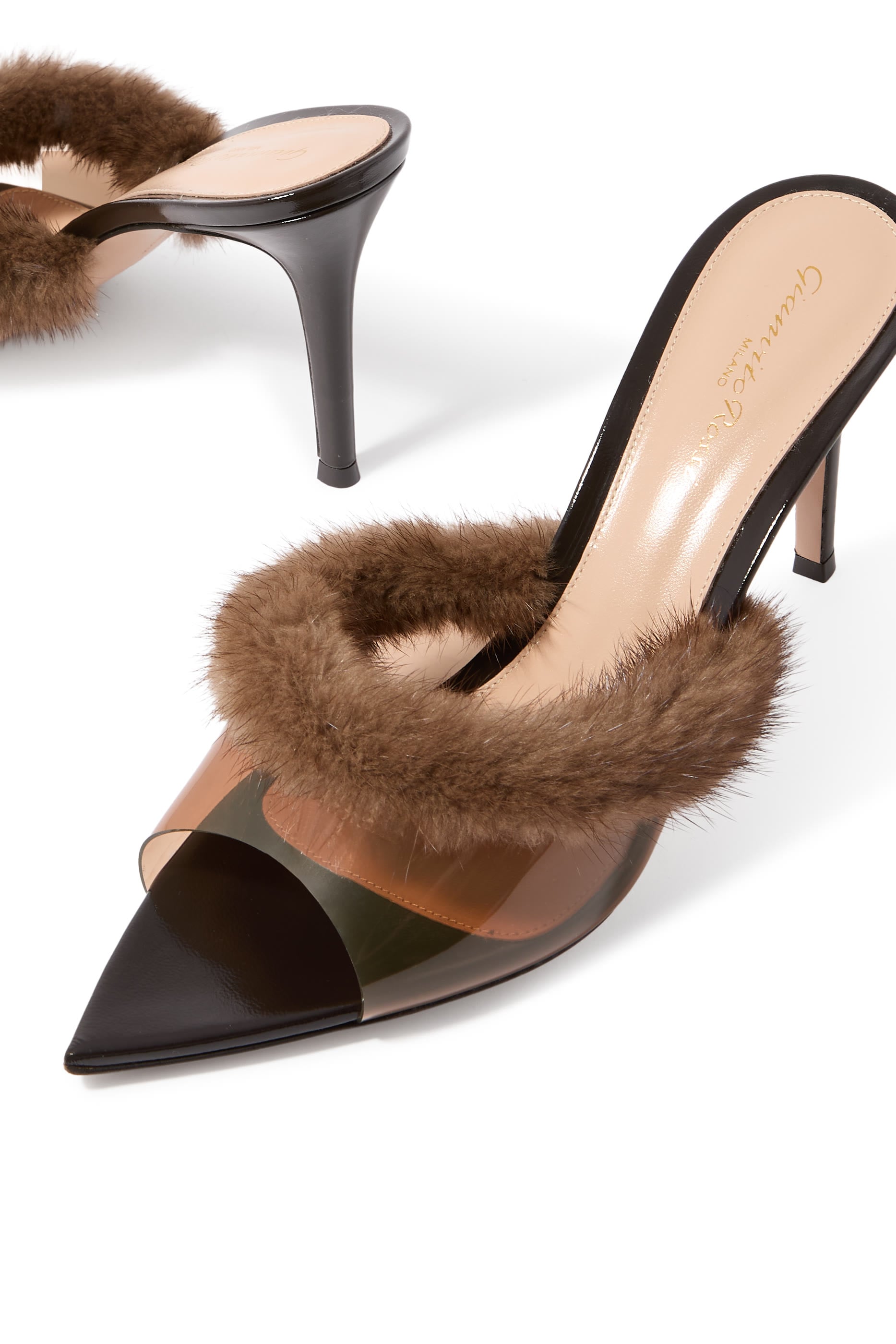Tanya 85 Fur Plexi Mules