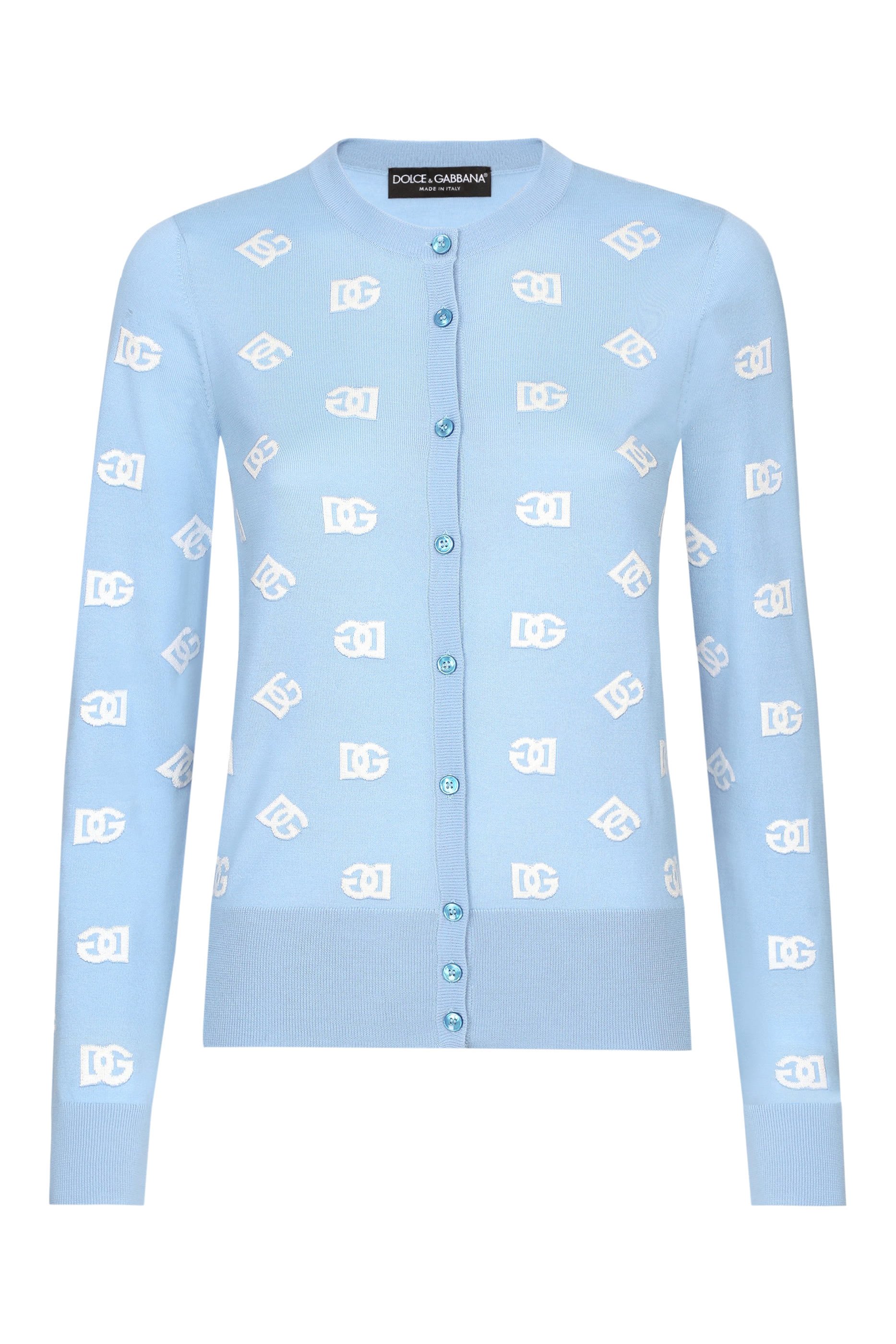 DG Logo Jacquard Wool & Silk Cardigan