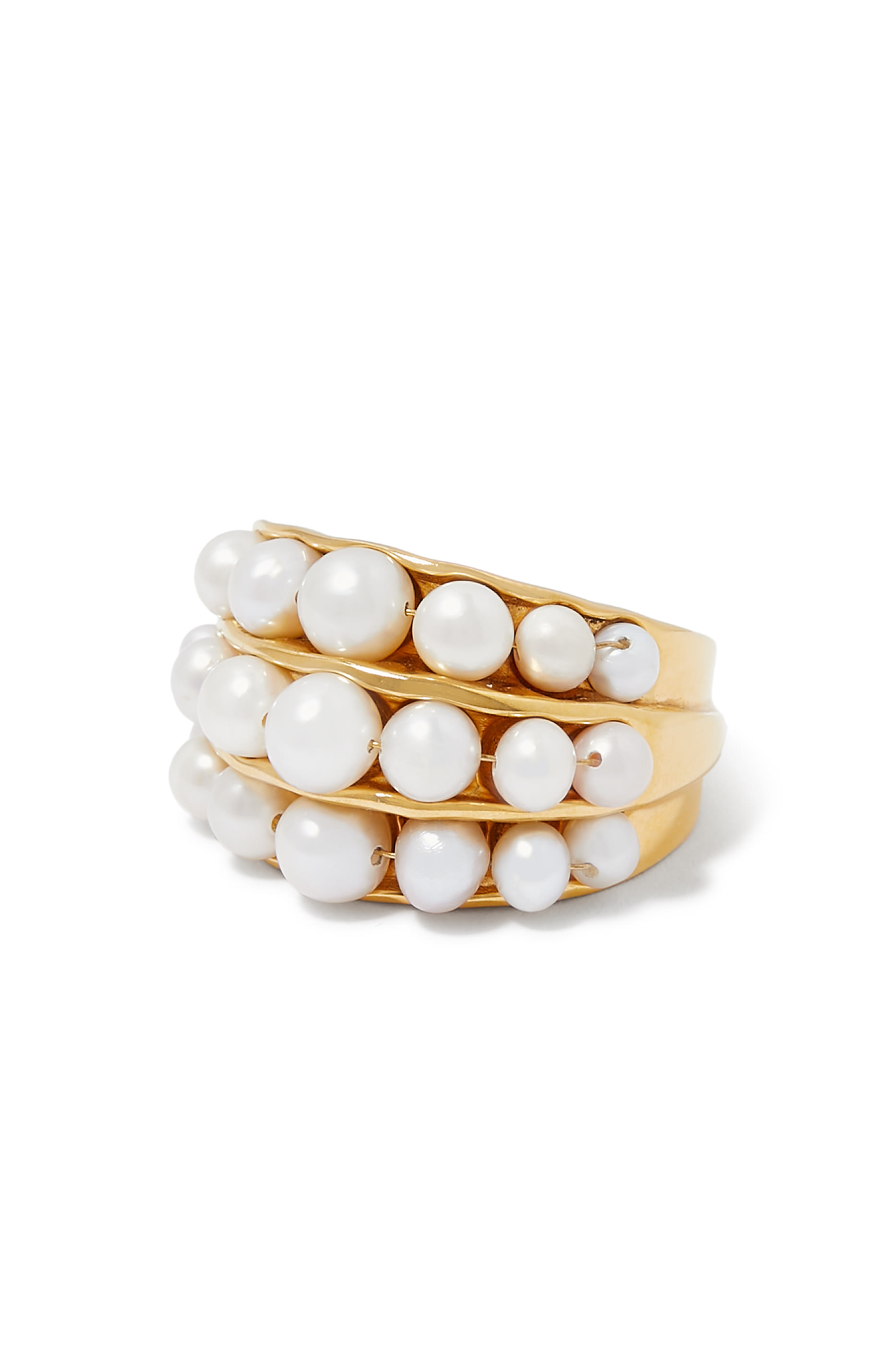 Graine de Gemmes Ring, 24K Gold-Plated Brass & Freshwater Pearl