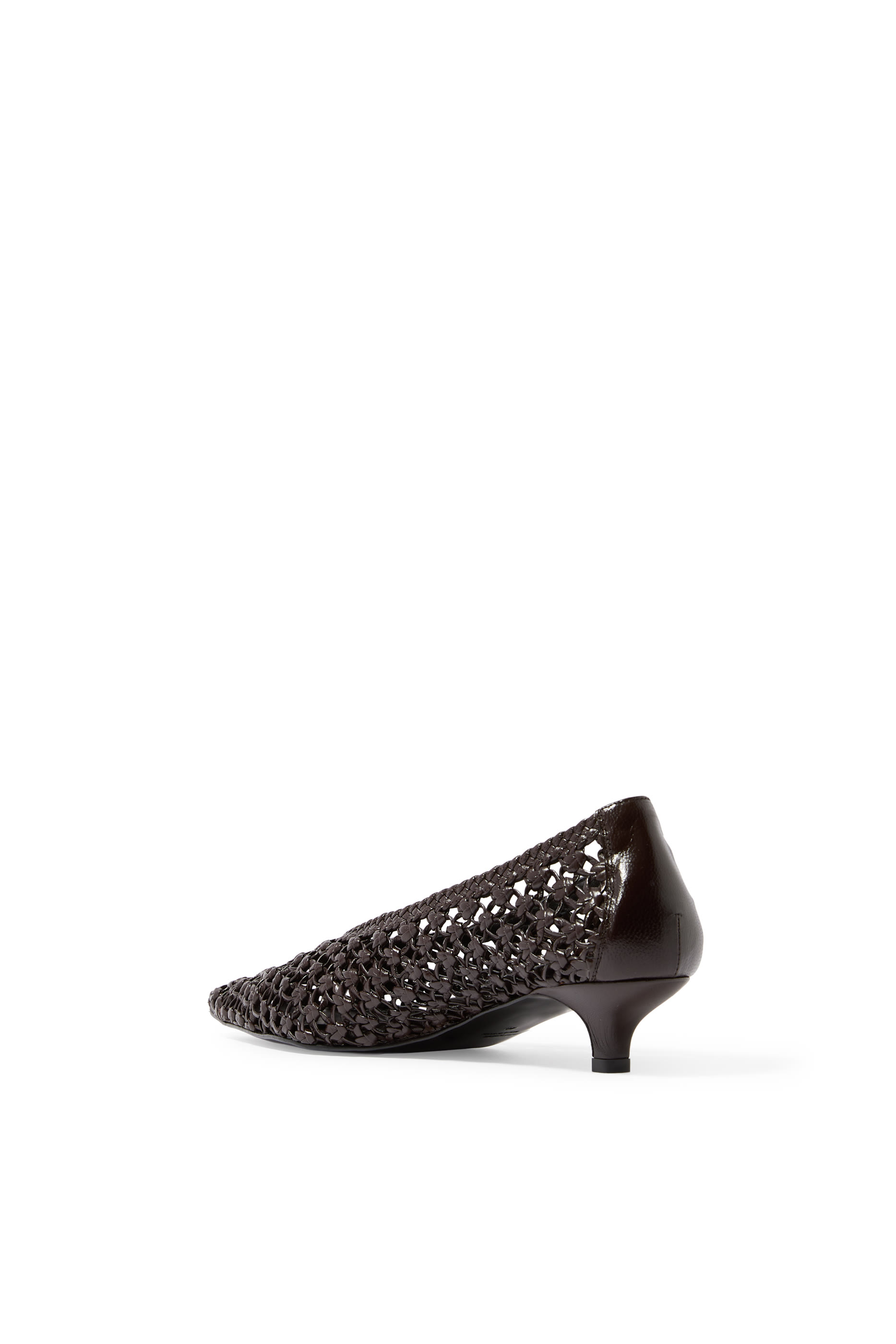 Sharp Woven-Leather 35 Kitten Pumps