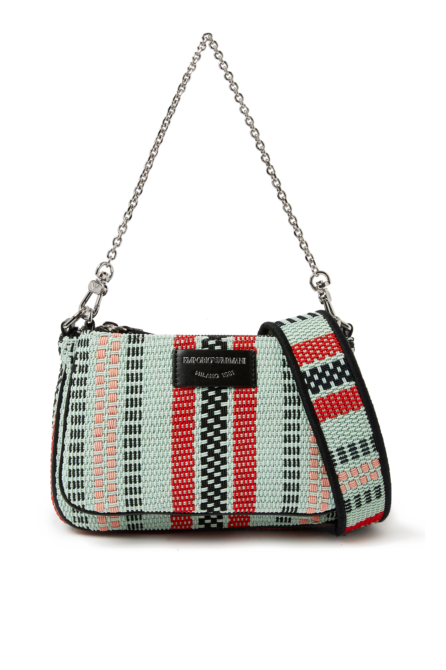 Basketweave Double Mini Shoulder Bag