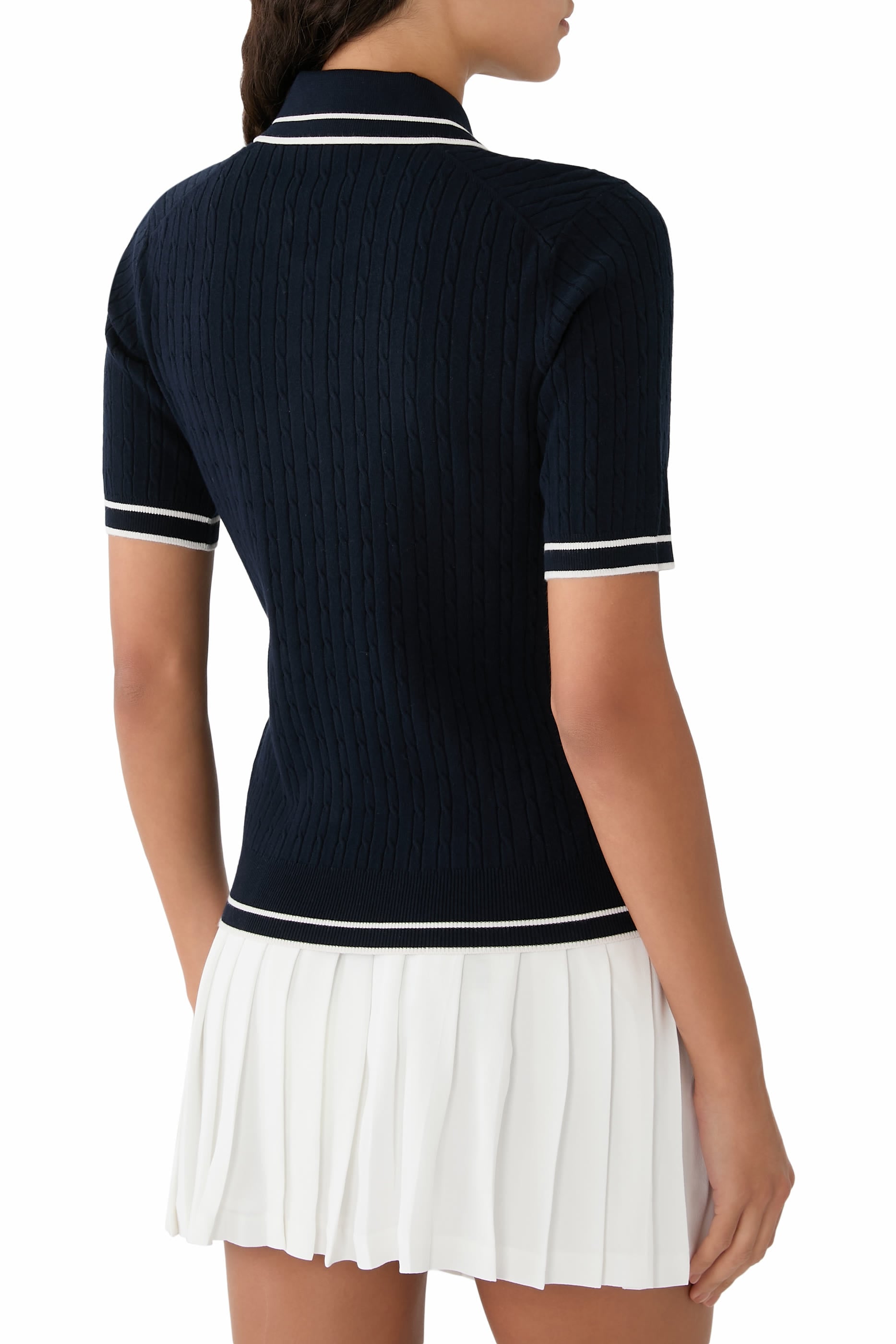  Signature Logo Mini Cable Polo T-Shirt 