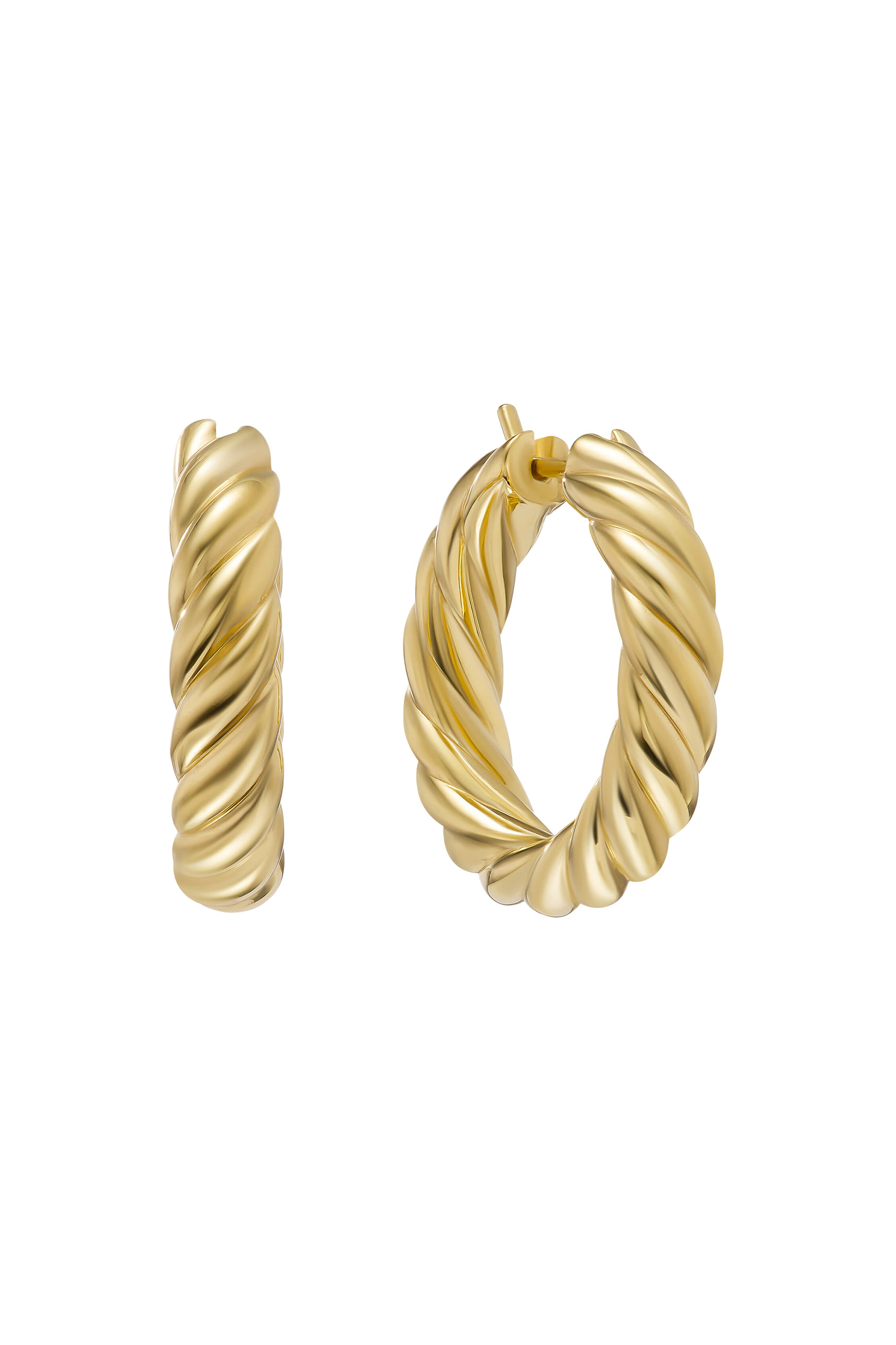 Sculpted Cable Hoop Earrings, 18k Yellow Gold