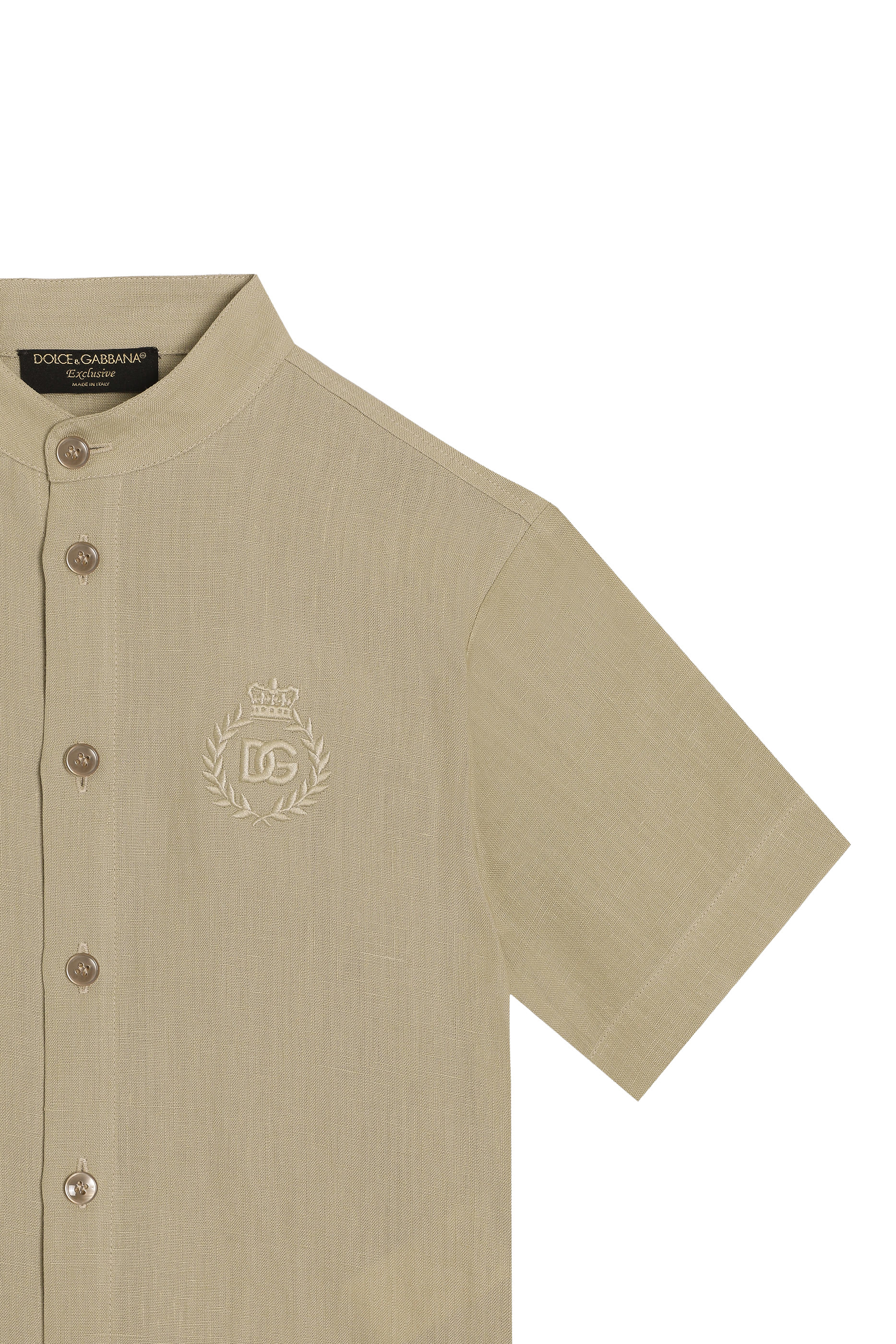 Kids Logo Embroidery Linen Shirt