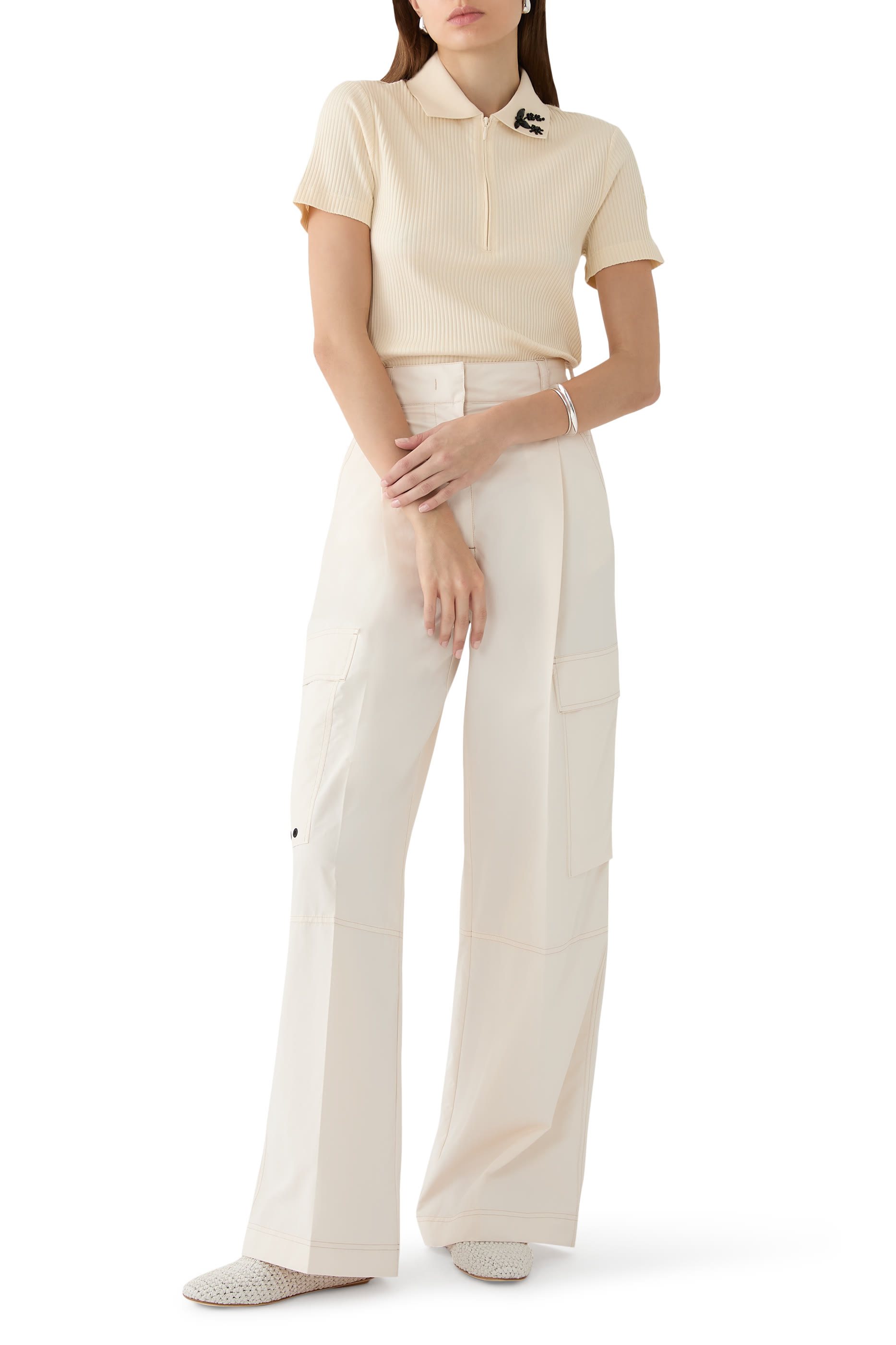 Hand-Beaded Cotton Polo Shirt