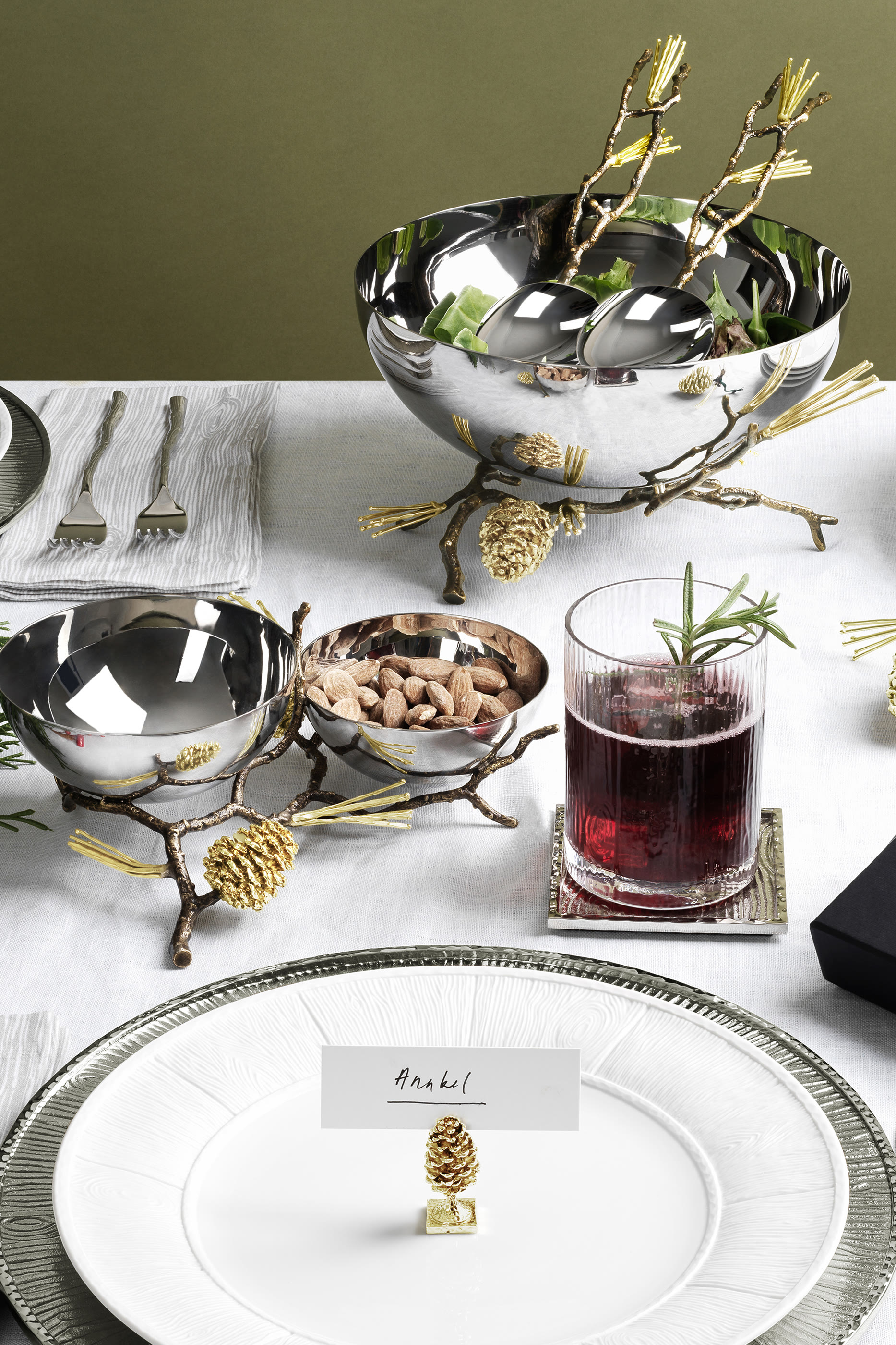 Pine Cone Double Bowl 