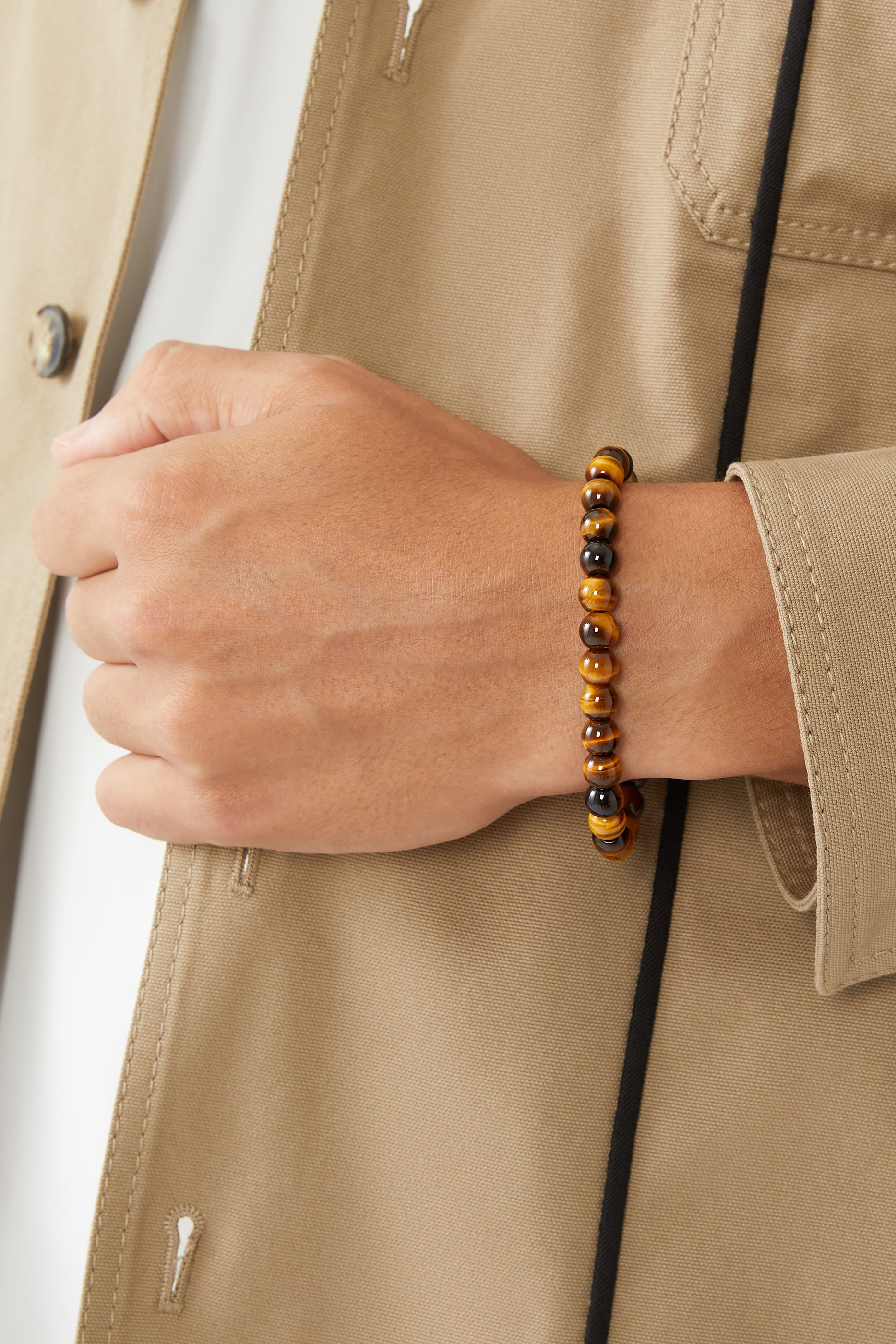 Spiritual Beads Bracelet, Sterling Silver with Tiger&rsquo;s Eye