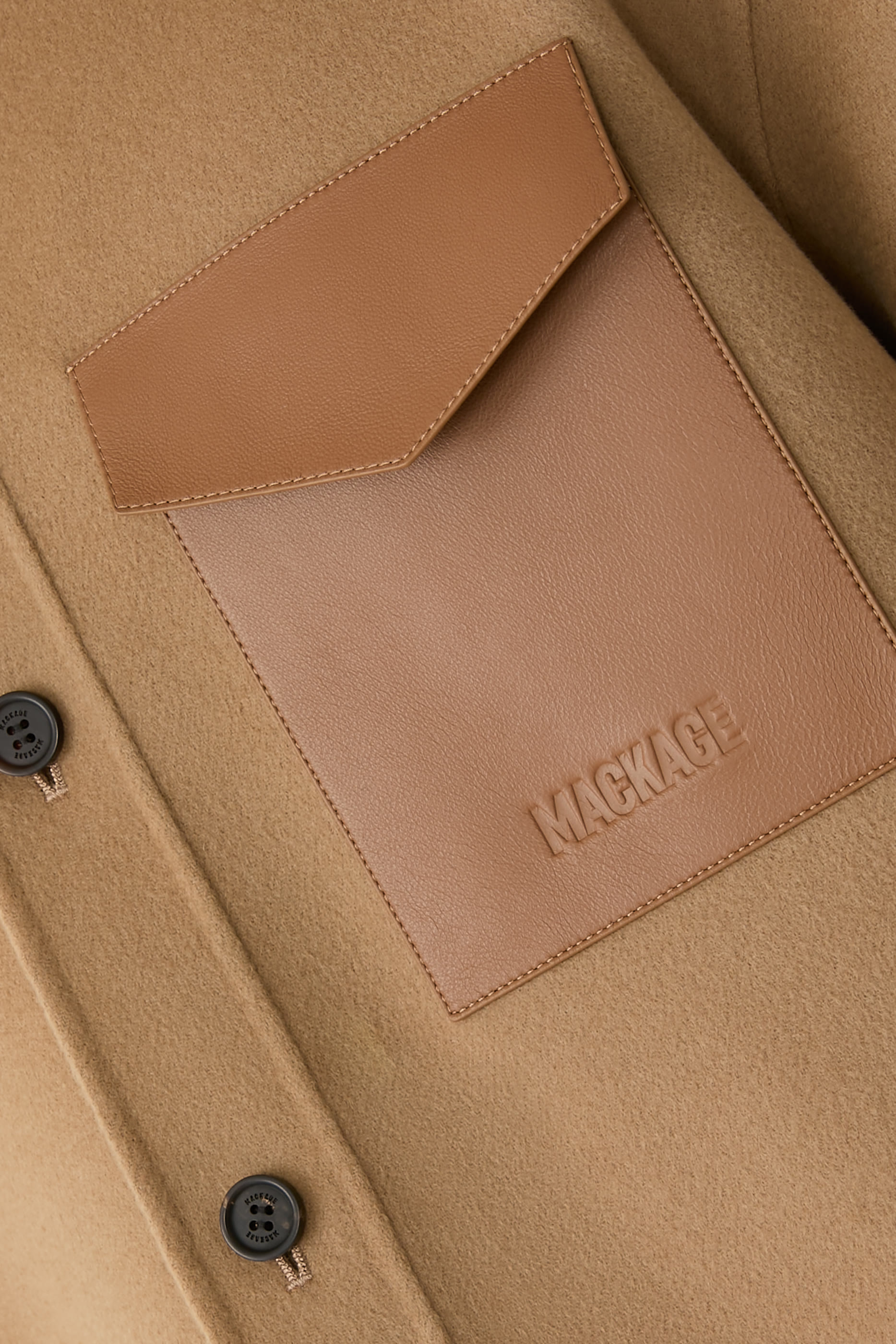 Emmanuel Double-Face Wool Overshirt with Leather Patch Pocket