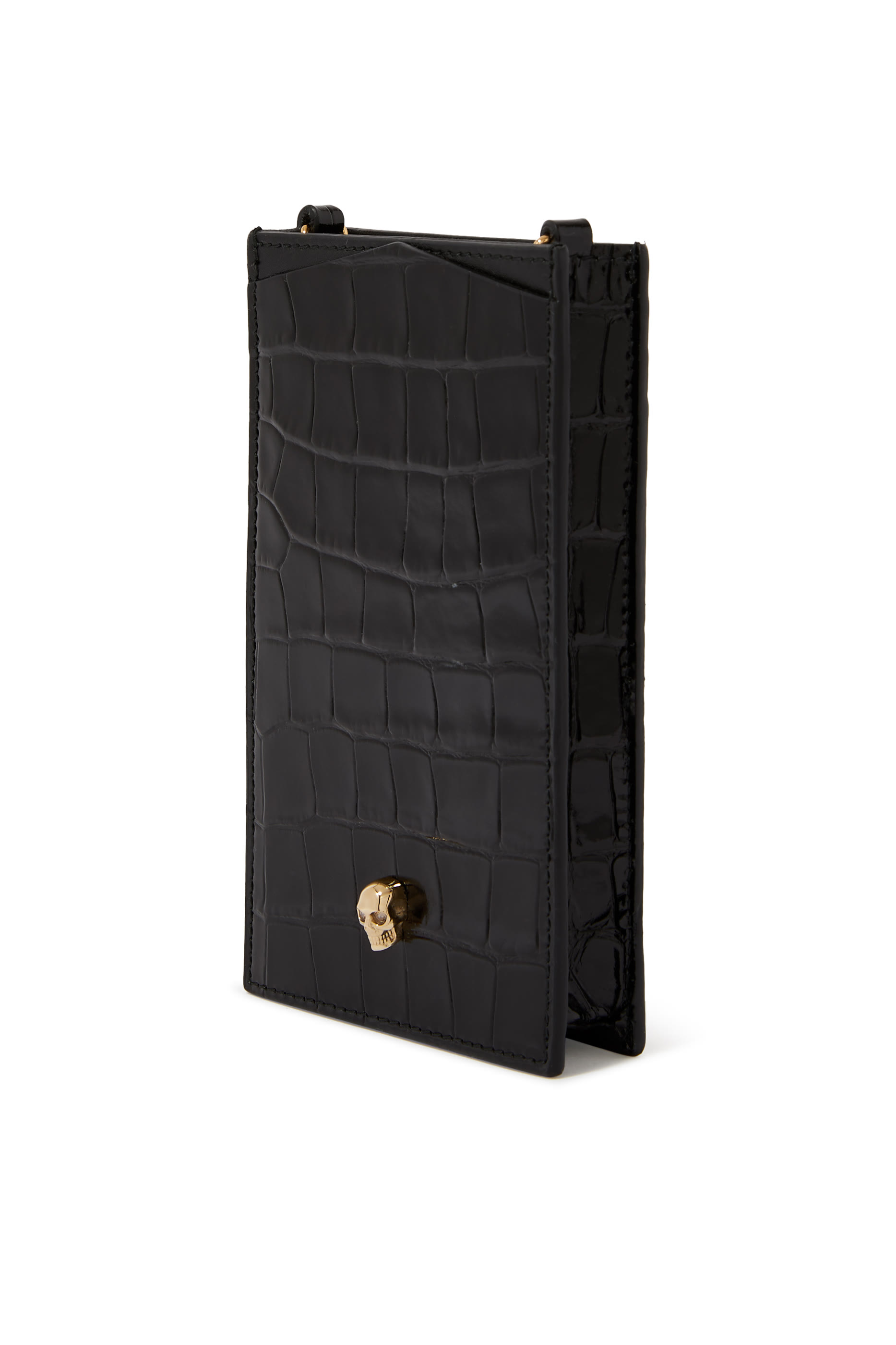 Croc Embossed Leather Skull Phone Case