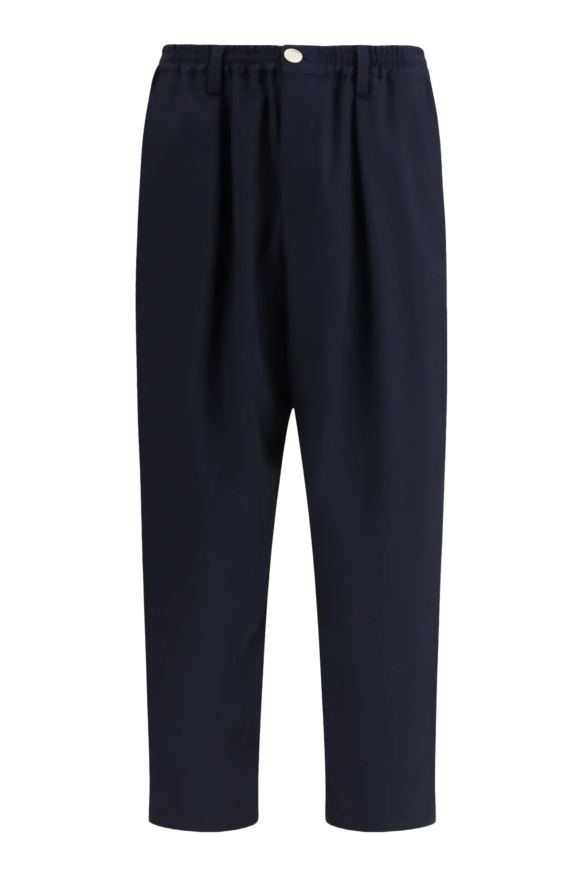 Elasticated Drawstring Waist Tropical Wool Trousers
