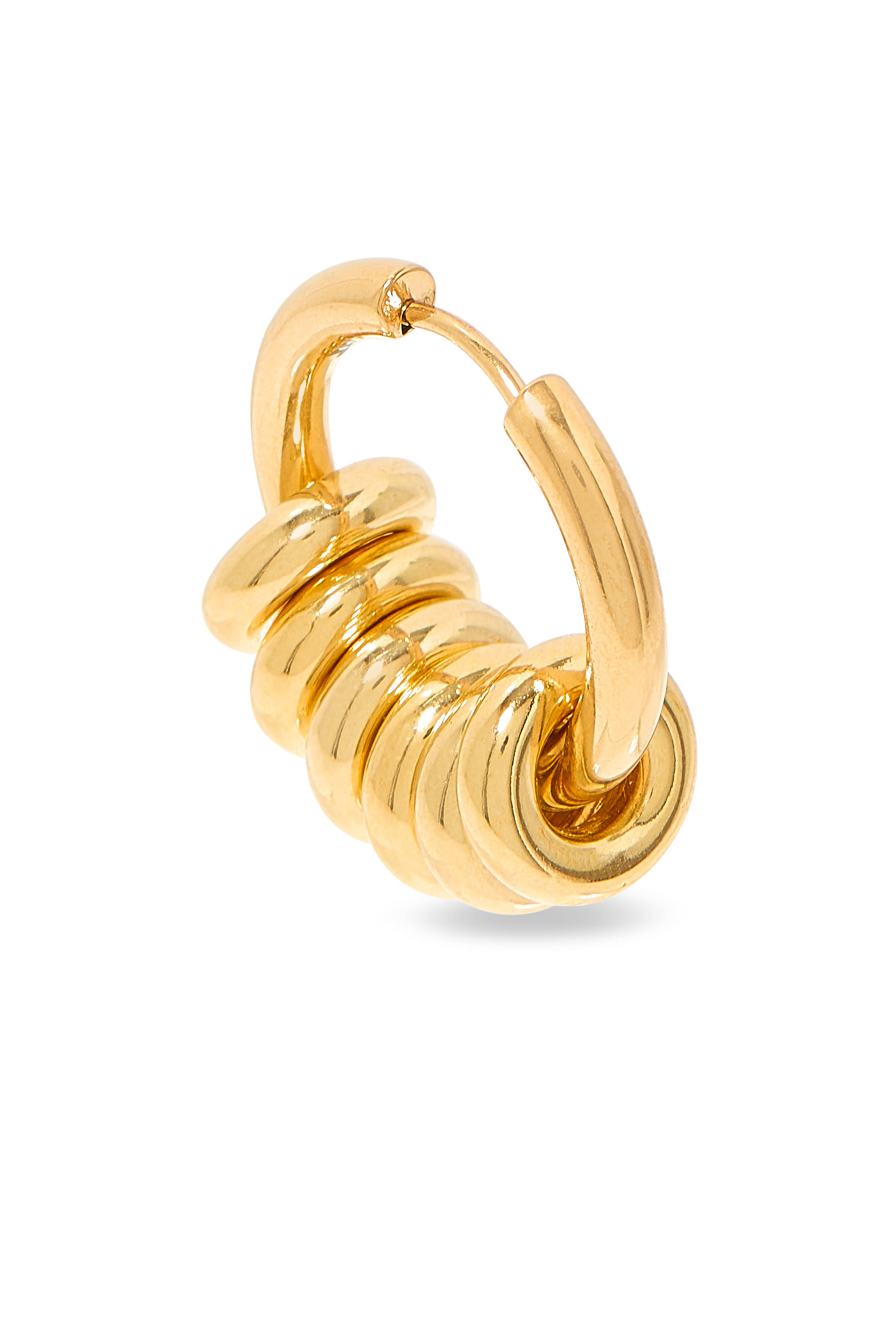 Hoop Earrings with Rings, 24K Yellow Gold