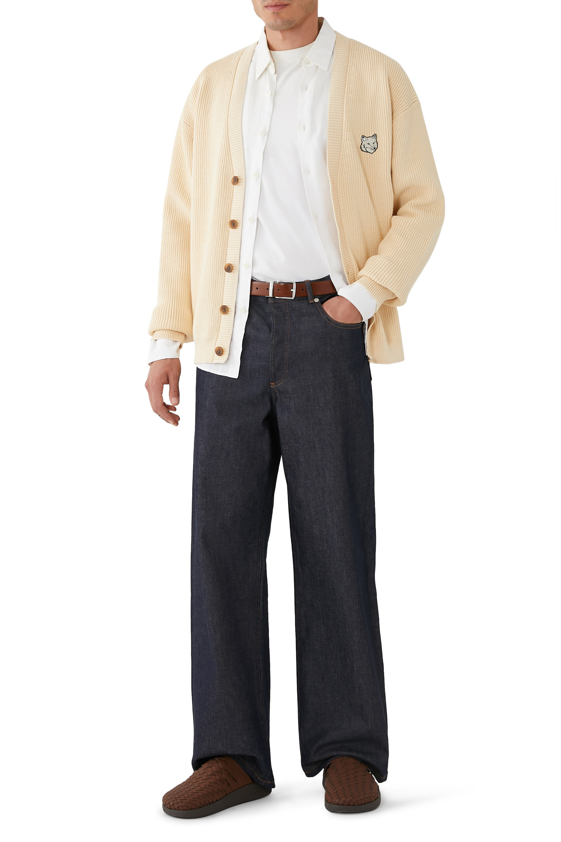 Bold Fox Head Patch Comfort Ribbed Cardigan