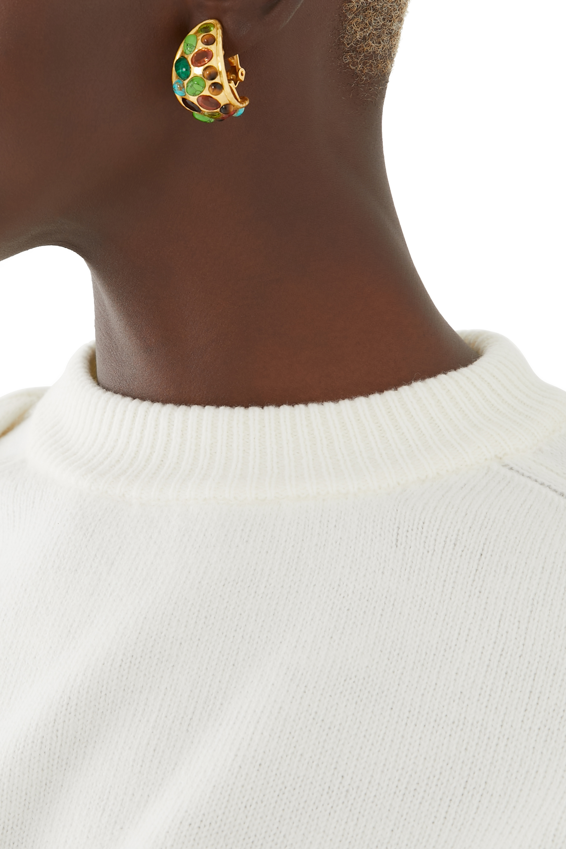 Alicia Earrings, 24k Yellow Gold-Plated Brass & Mixed Stones