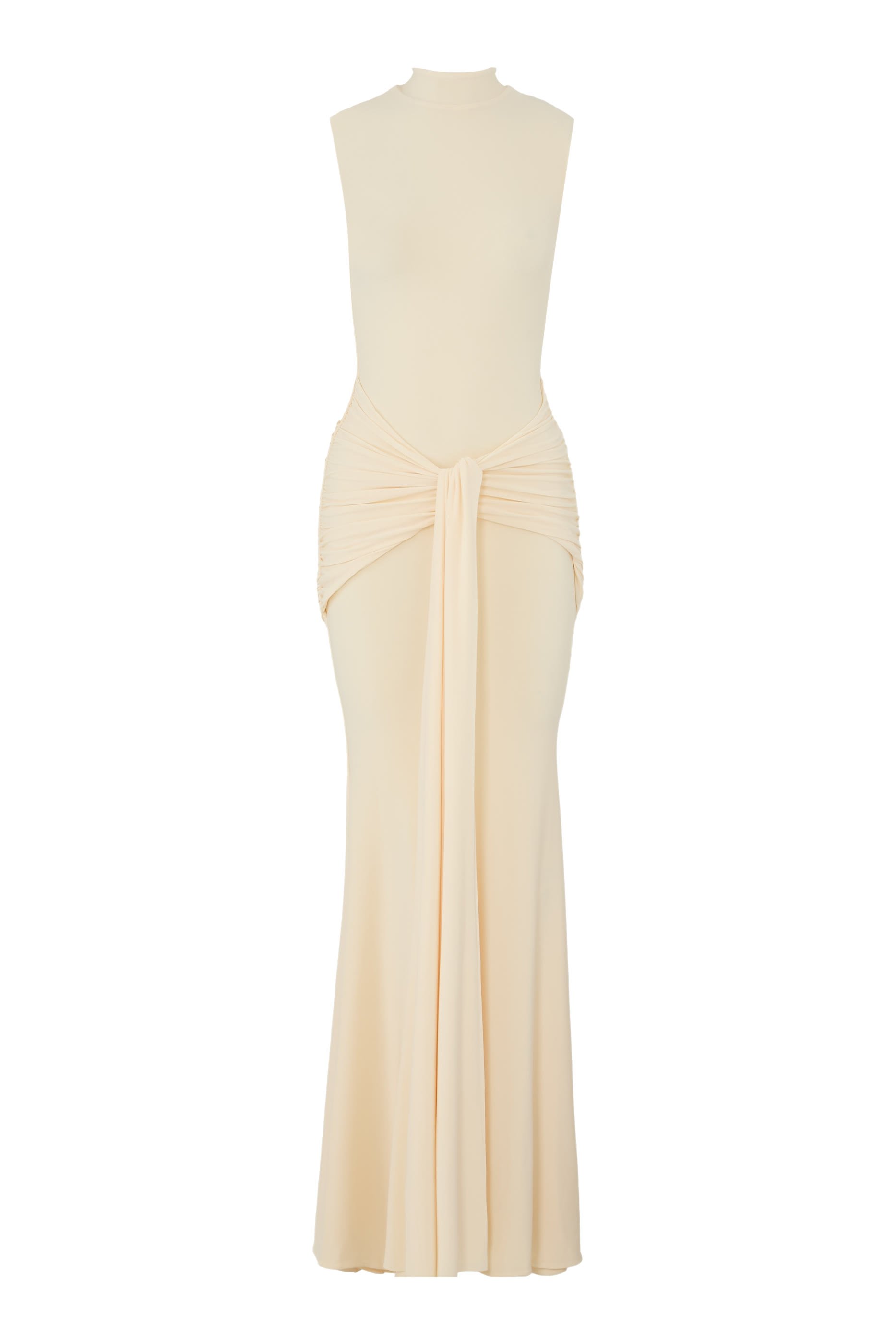 Graziana High-Neck Gathered Draped Maxi Dress