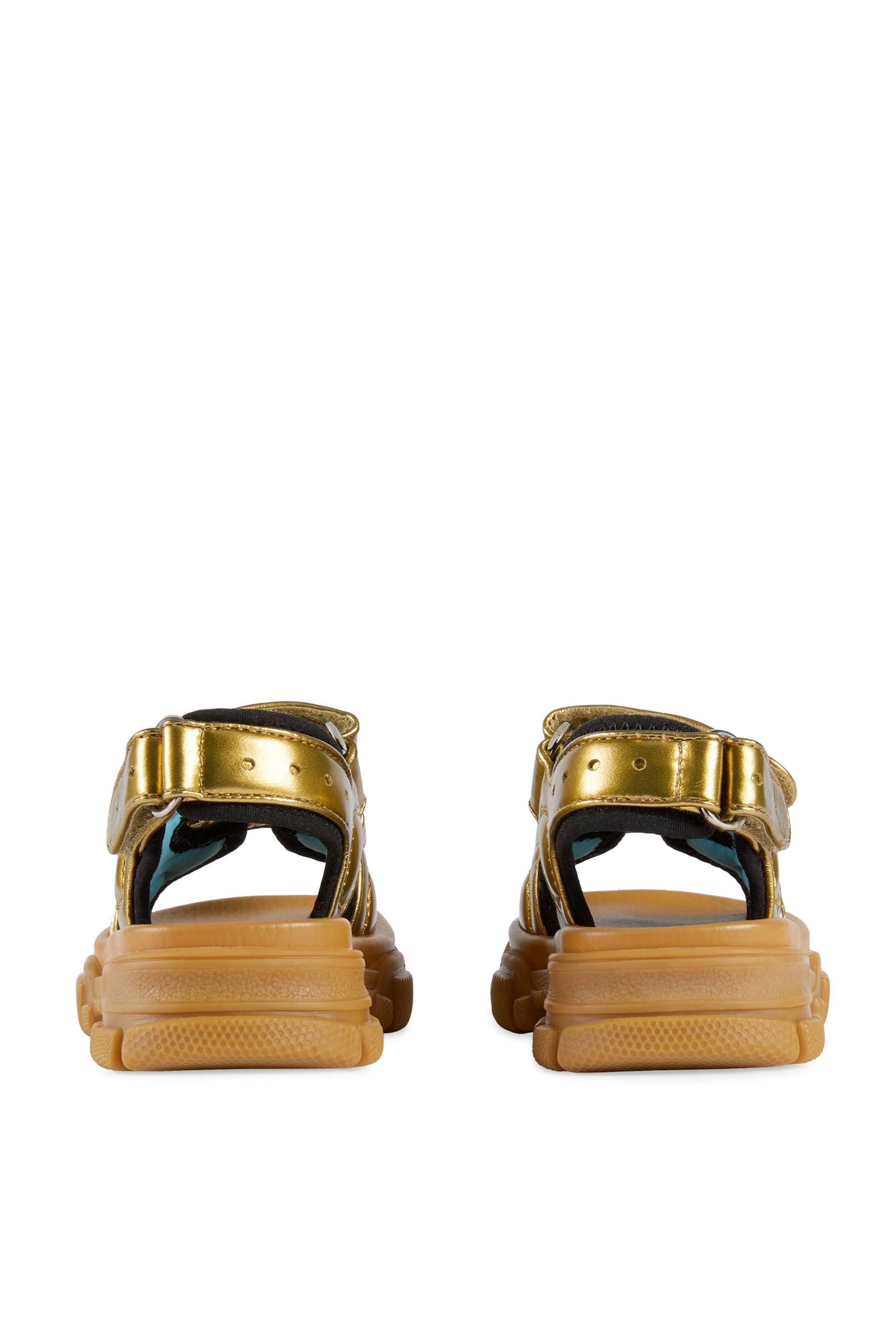 Kids Metallic Leather And Mesh Sandals