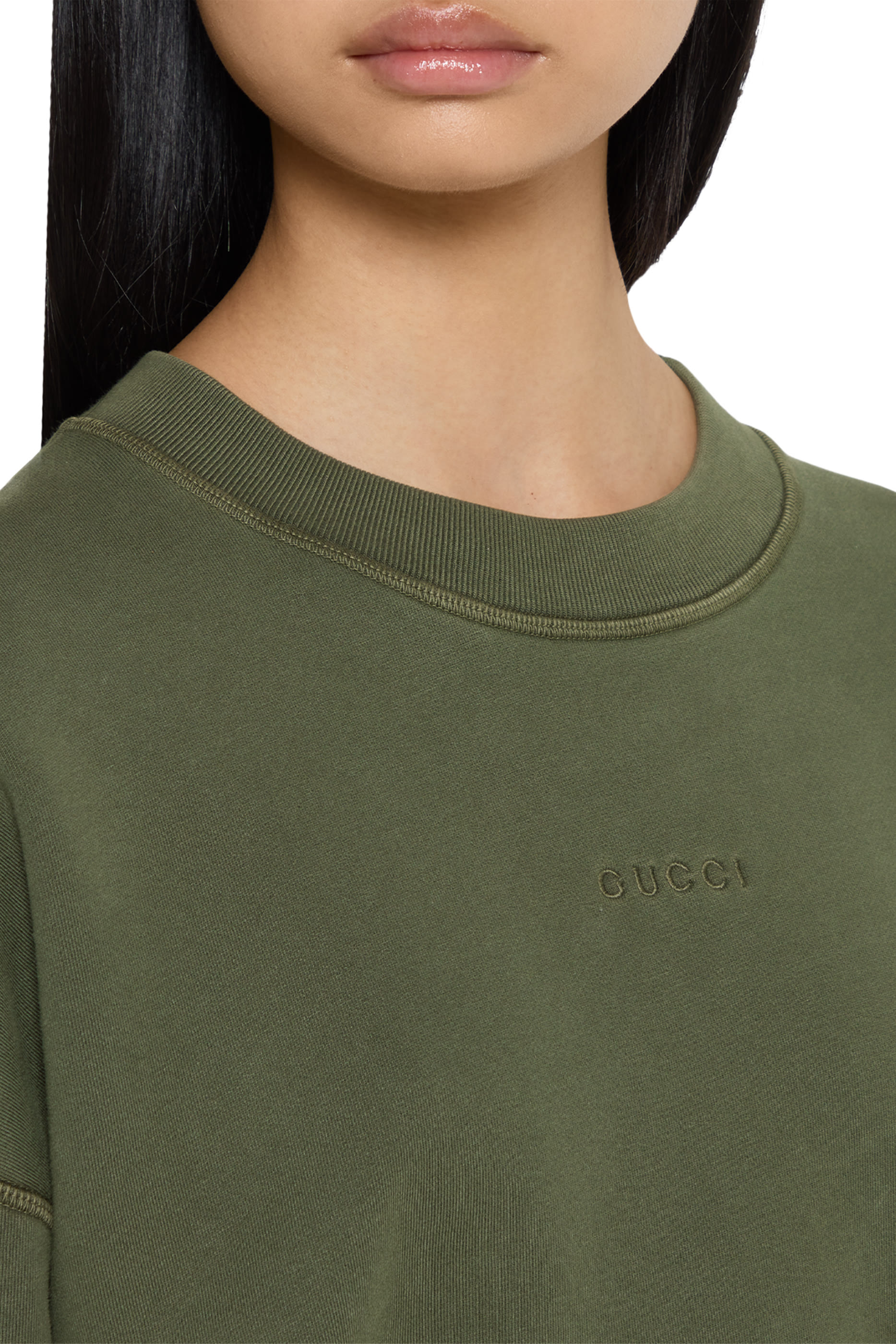 Logo Embroidery Cotton Jersey Sweatshirt