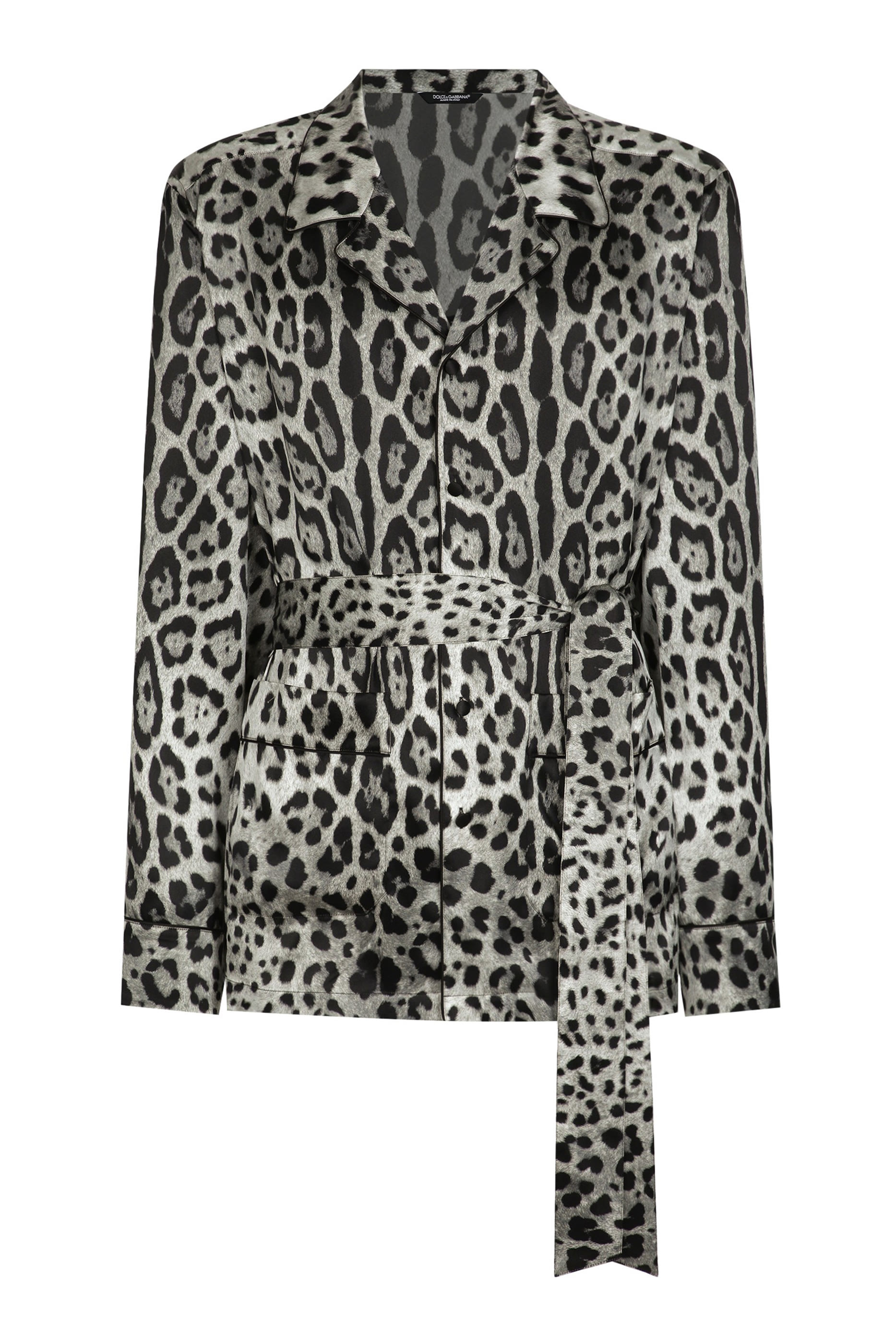 Leopard-Print Satin Robe