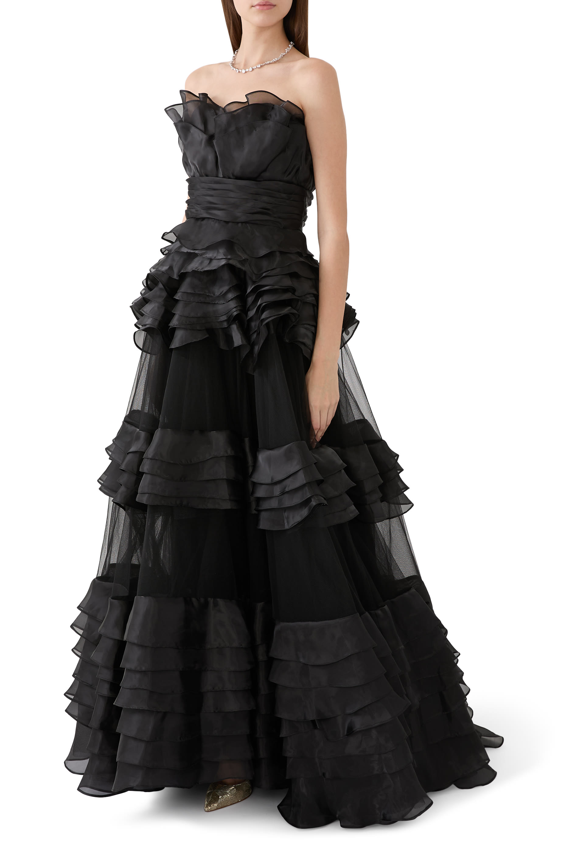 Strapless Layered Gown