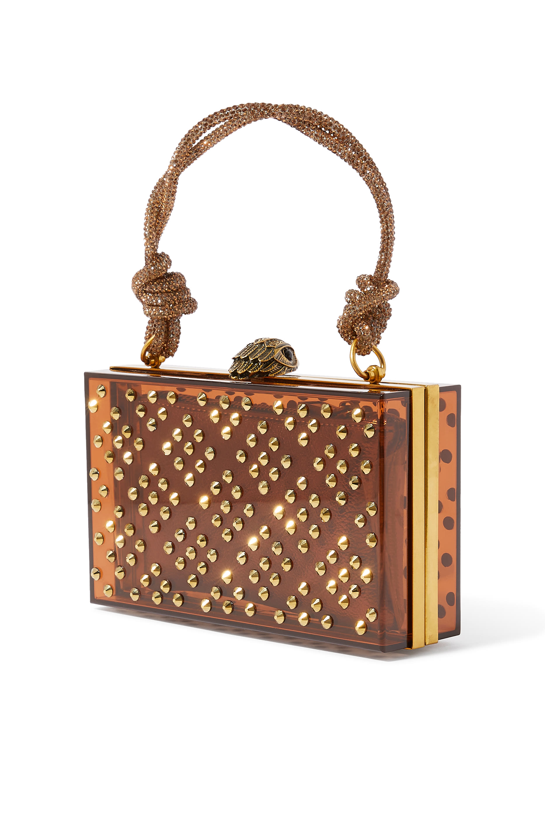 Tortoise Rhinestone Embellished Box Clutch