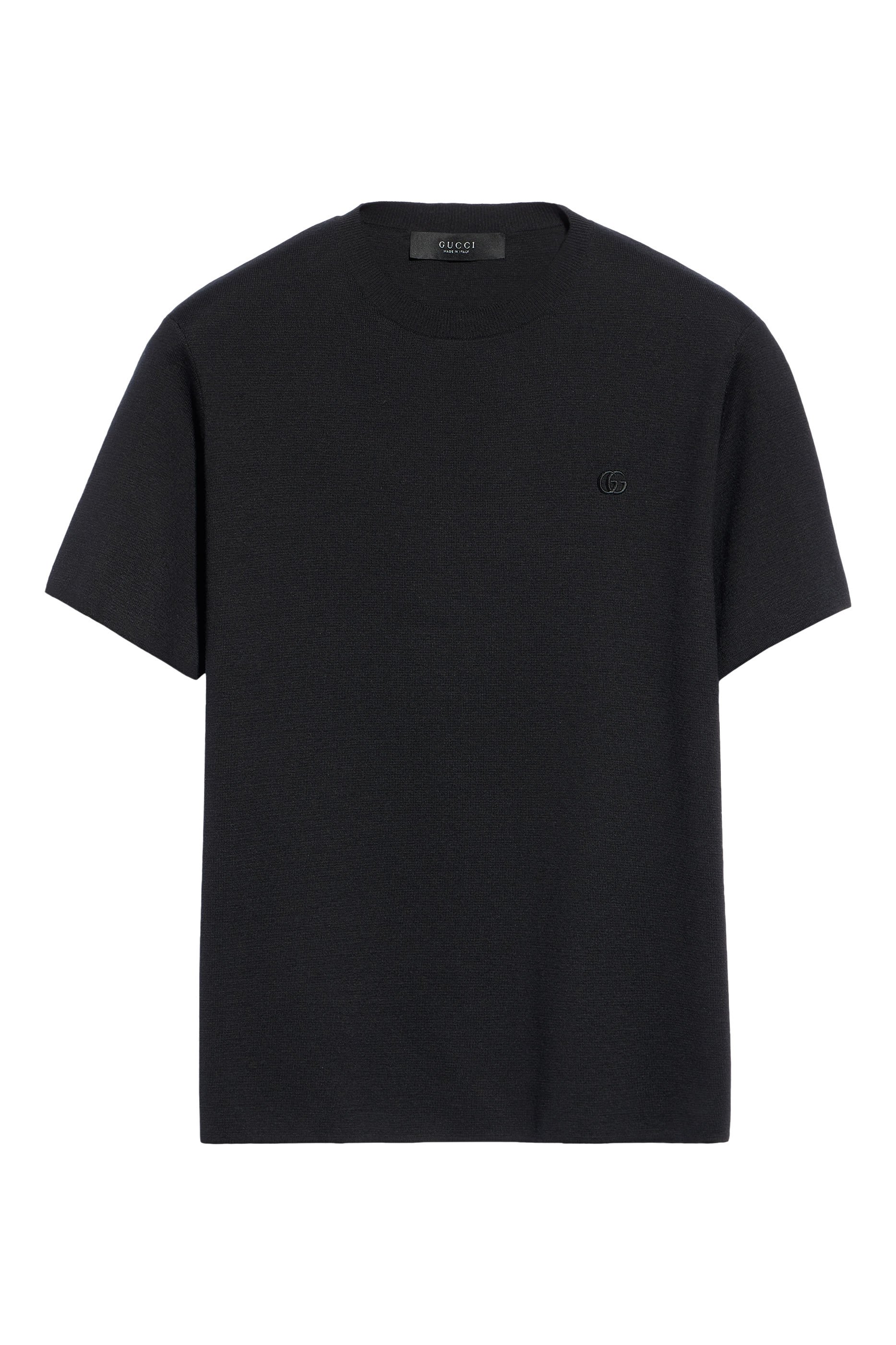 Knit Silk Cotton T-Shirt with Embroidery