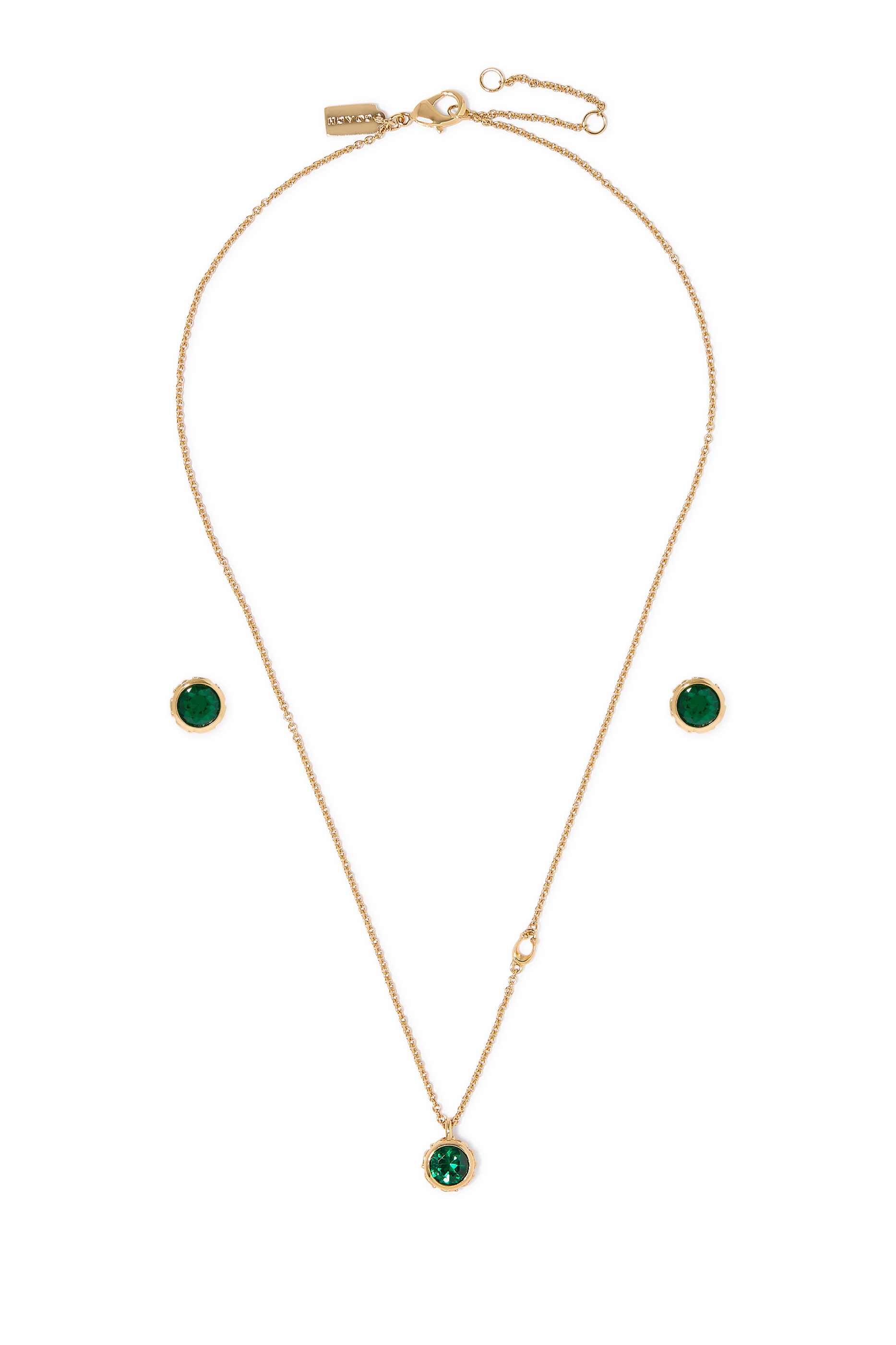  Stone Stud Necklace & Earrings Set 