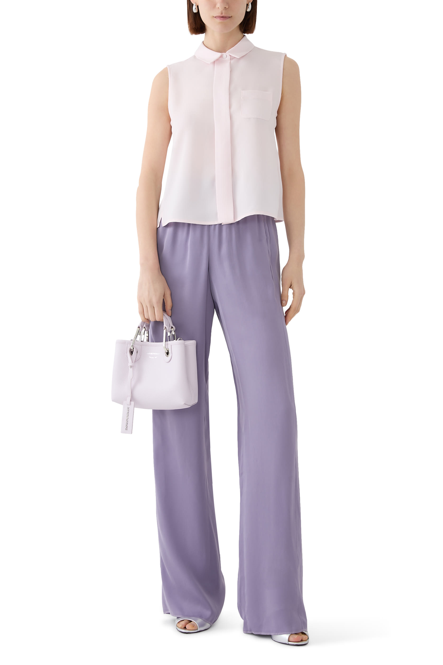 Fluid Cr&ecirc;pe Sleeveless Blouse