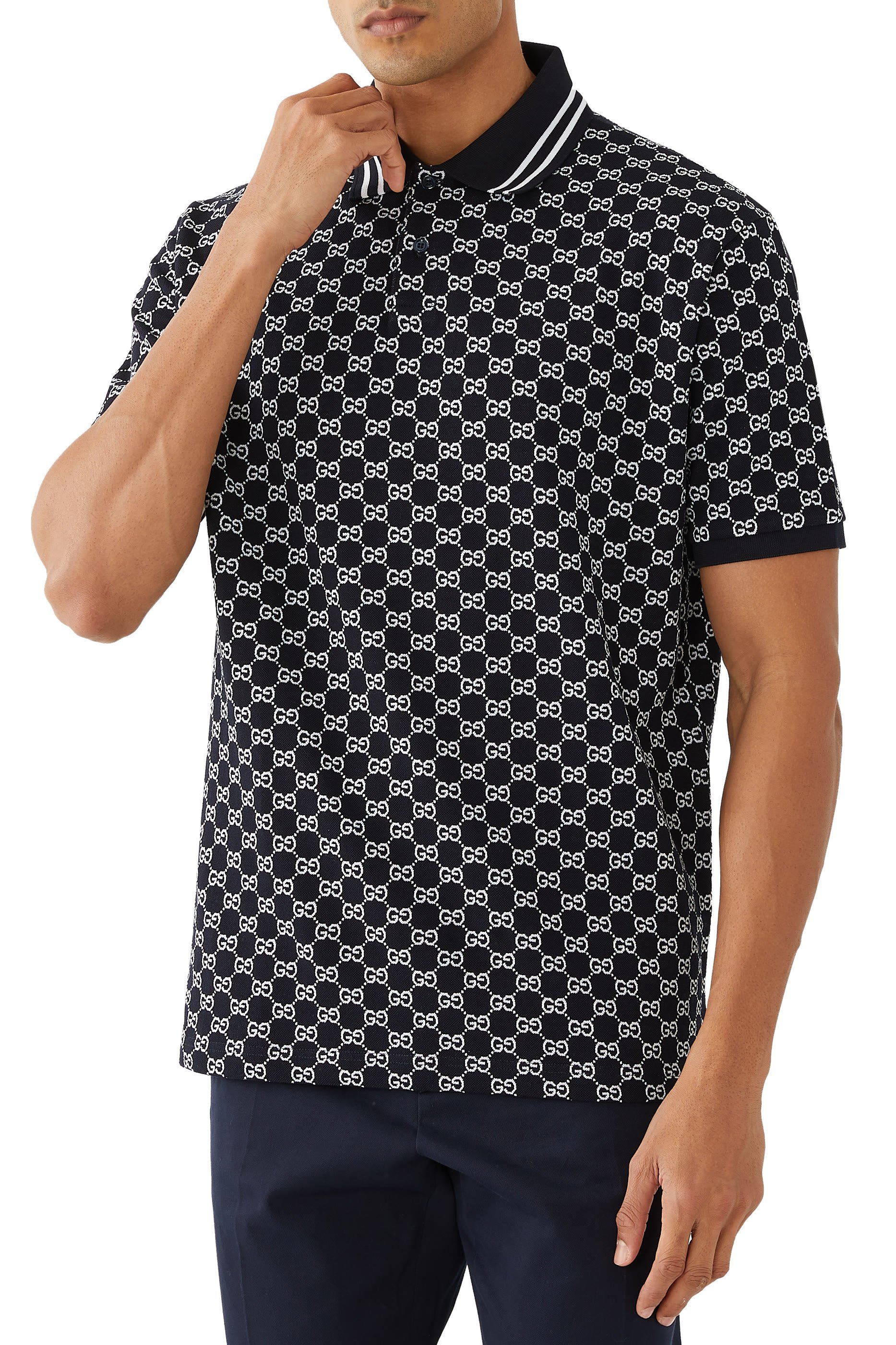 GG Cotton Piquet Jacquard Polo Shirt