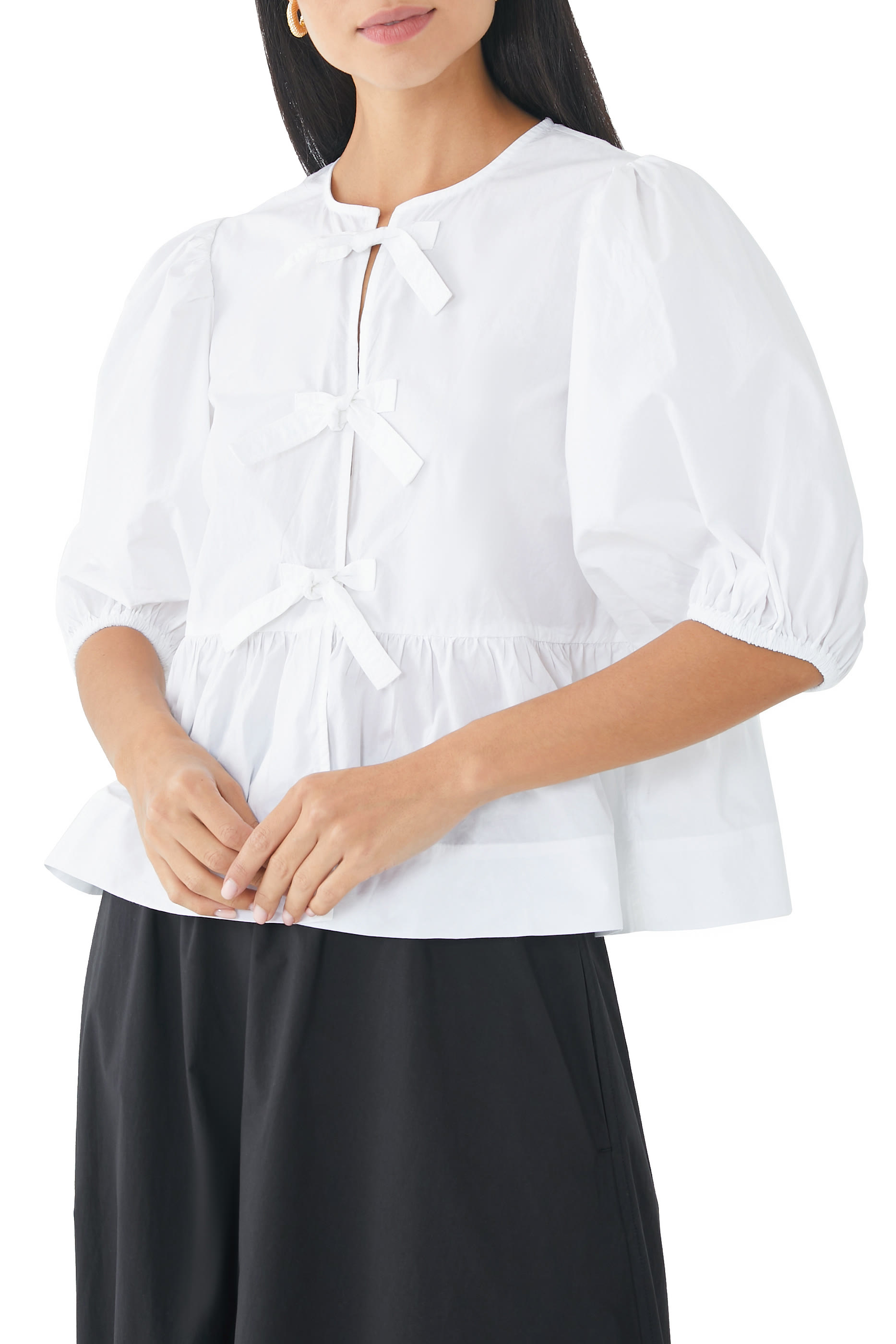 Cotton Poplin Peplum Blouse