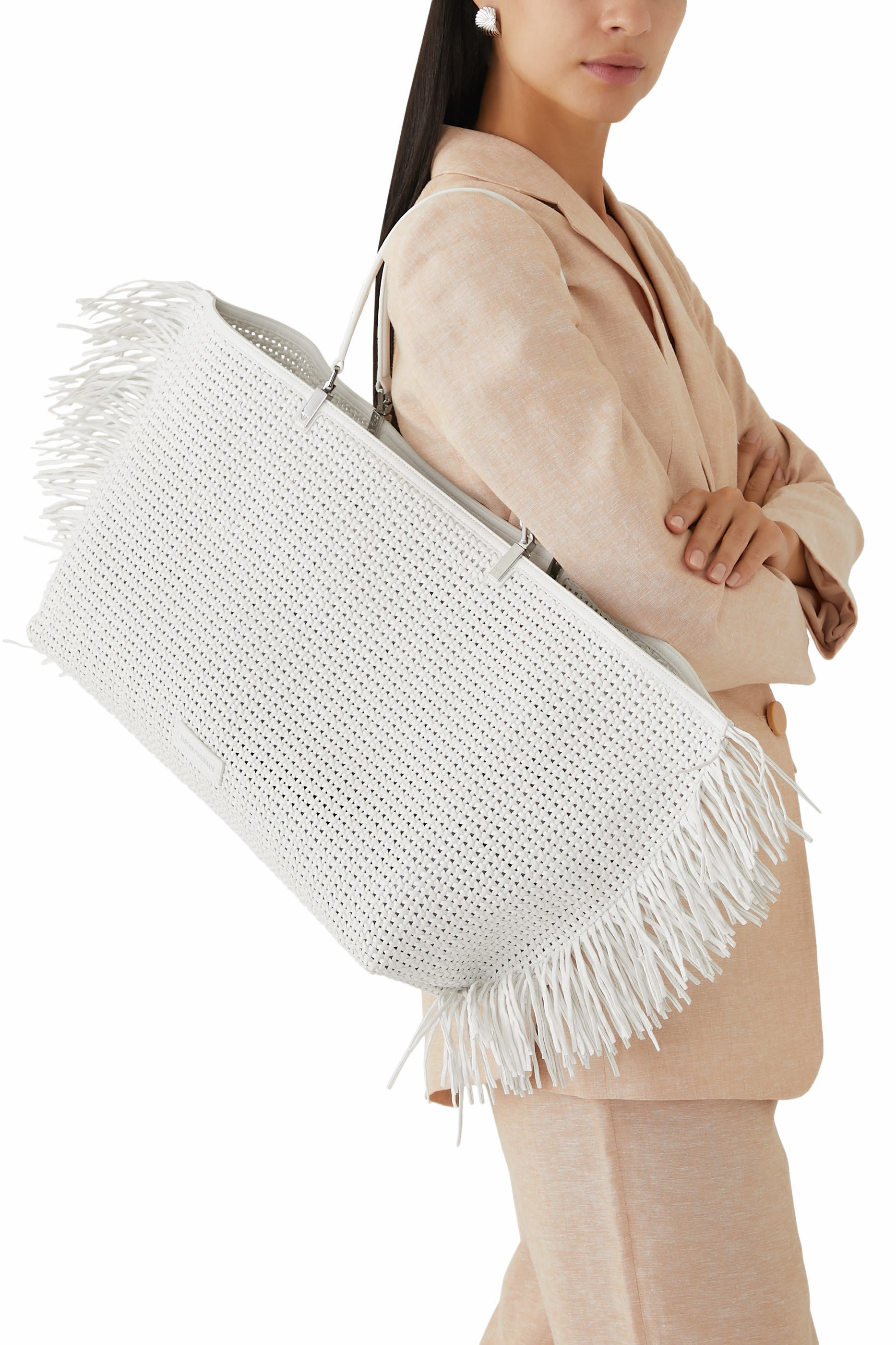 Braided Handbag with Fringe Detail