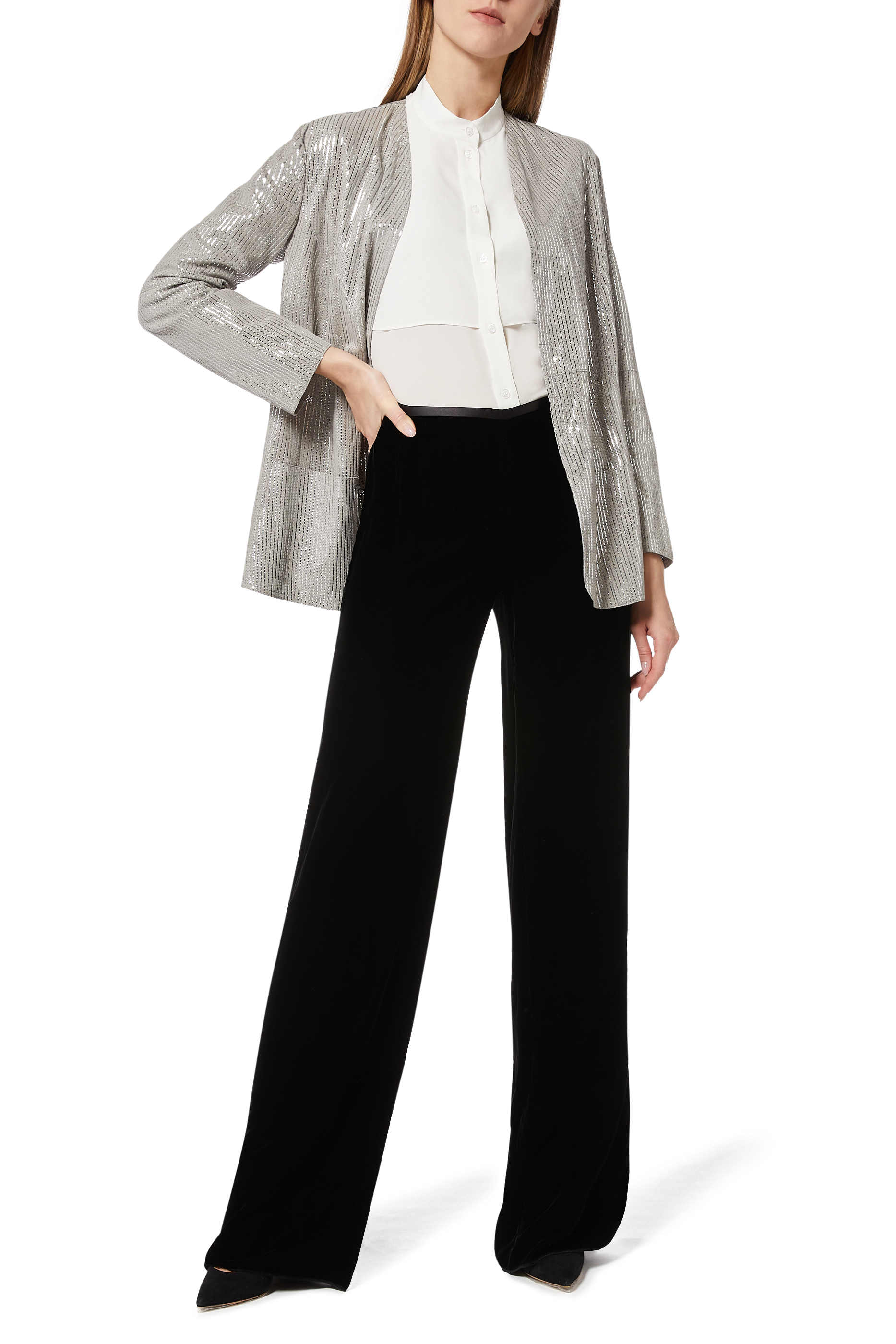 Velvet Wide-Leg Pants