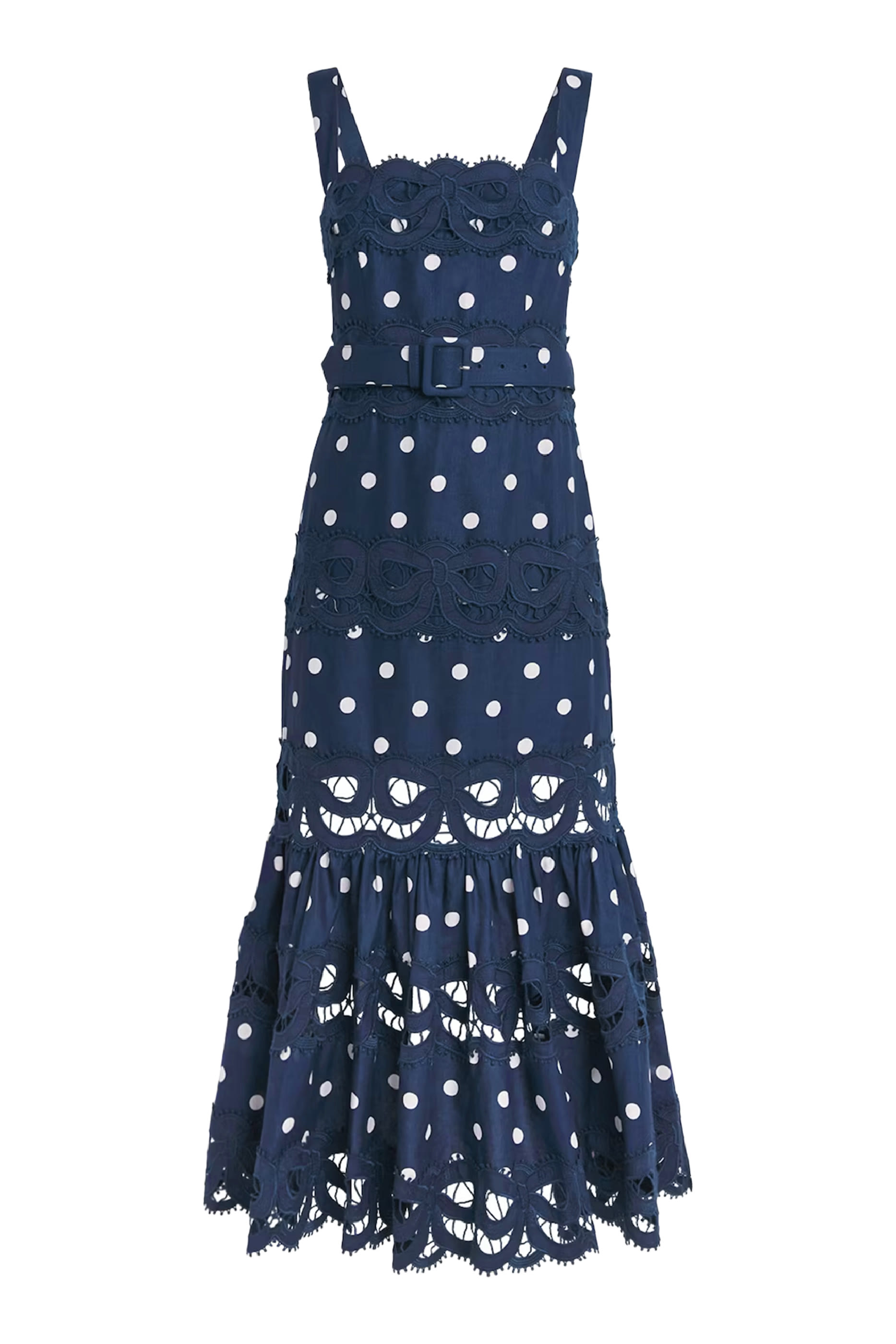 Polka Dot Linen Midi Dress 