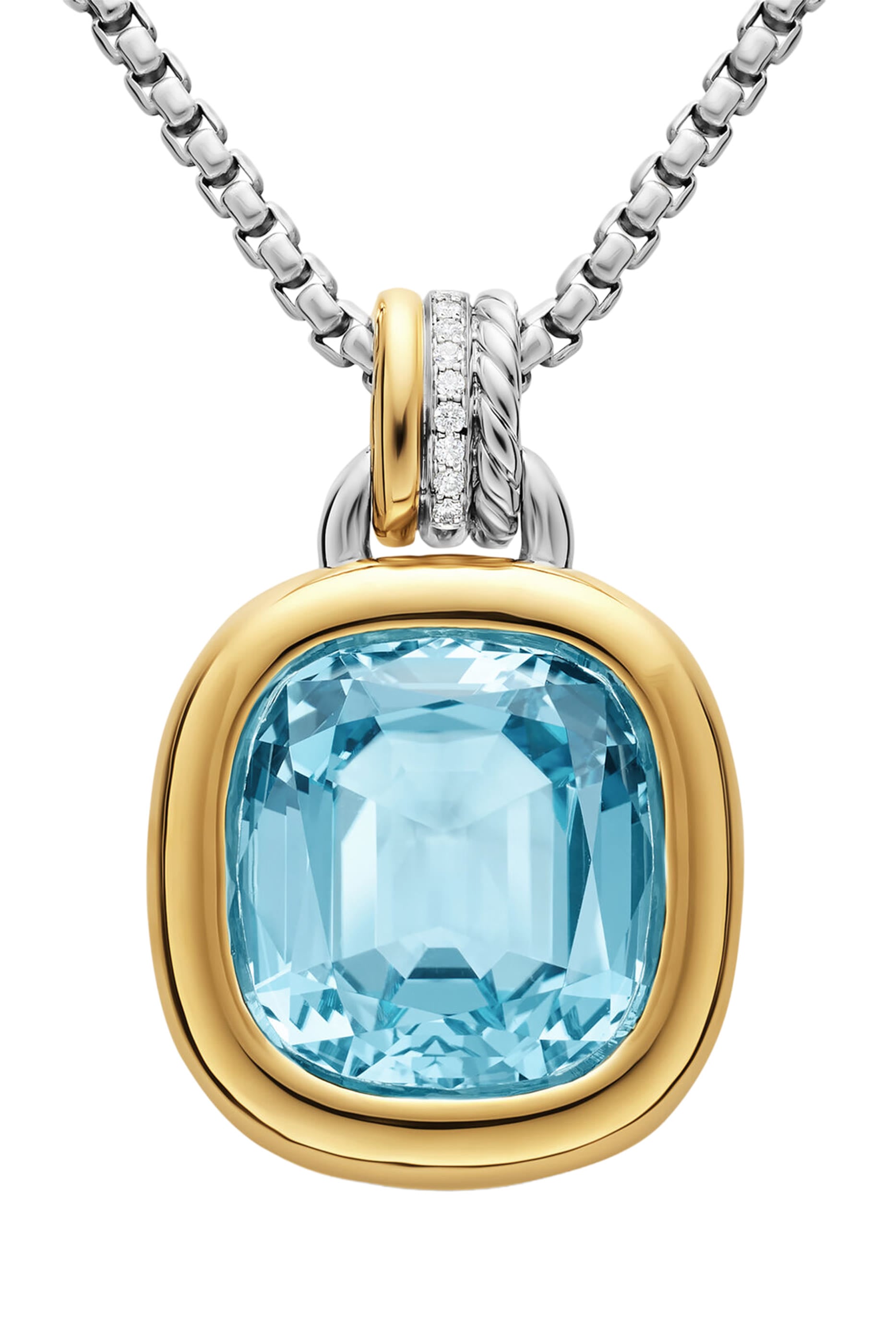  DY Mercer&reg; Color Amulet, Sterling Silver with 18K Yellow Gold, Sky Blue Topaz & Diamonds