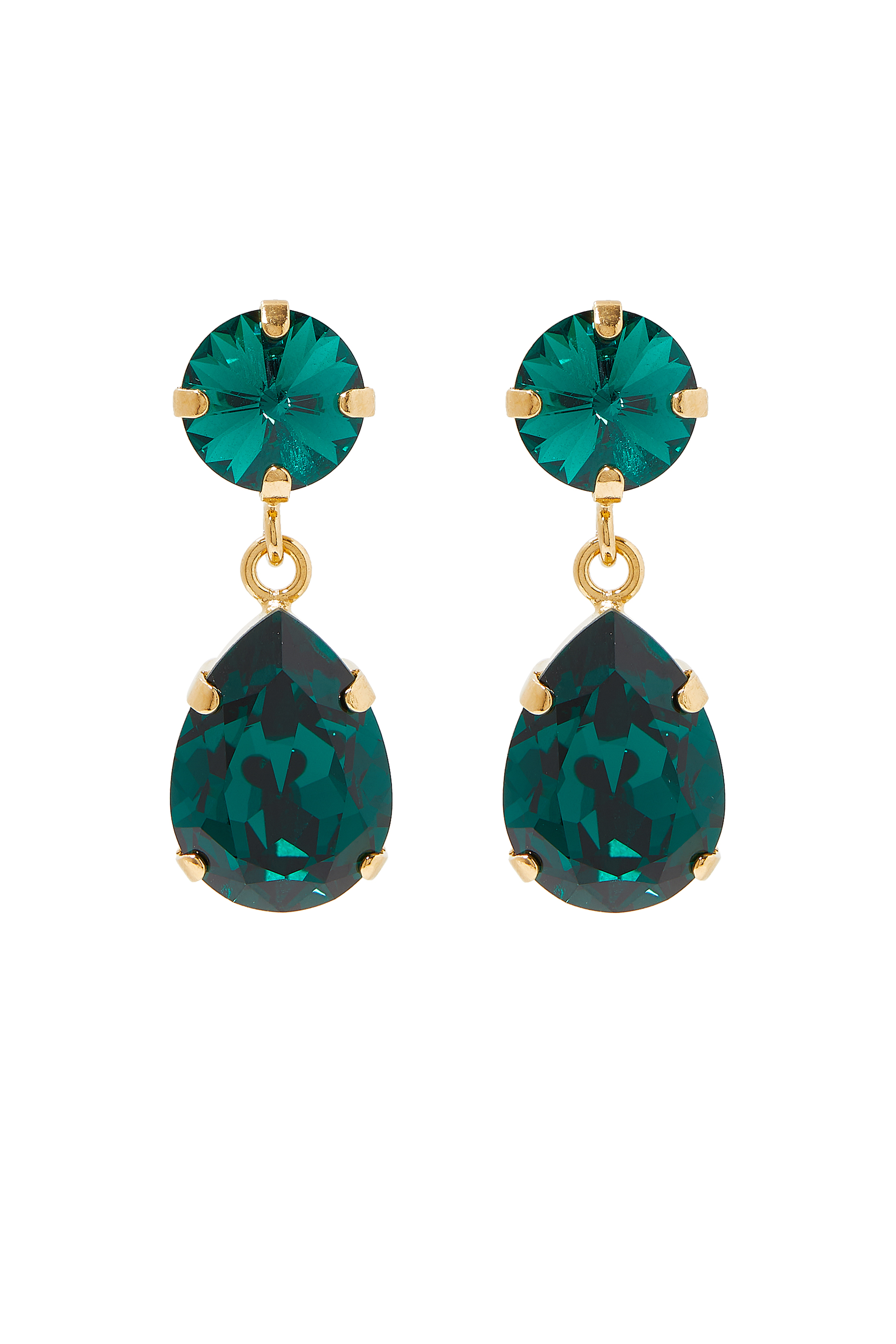 Classic Drop Earrings, 18K Gold/Rhodium & Crystals