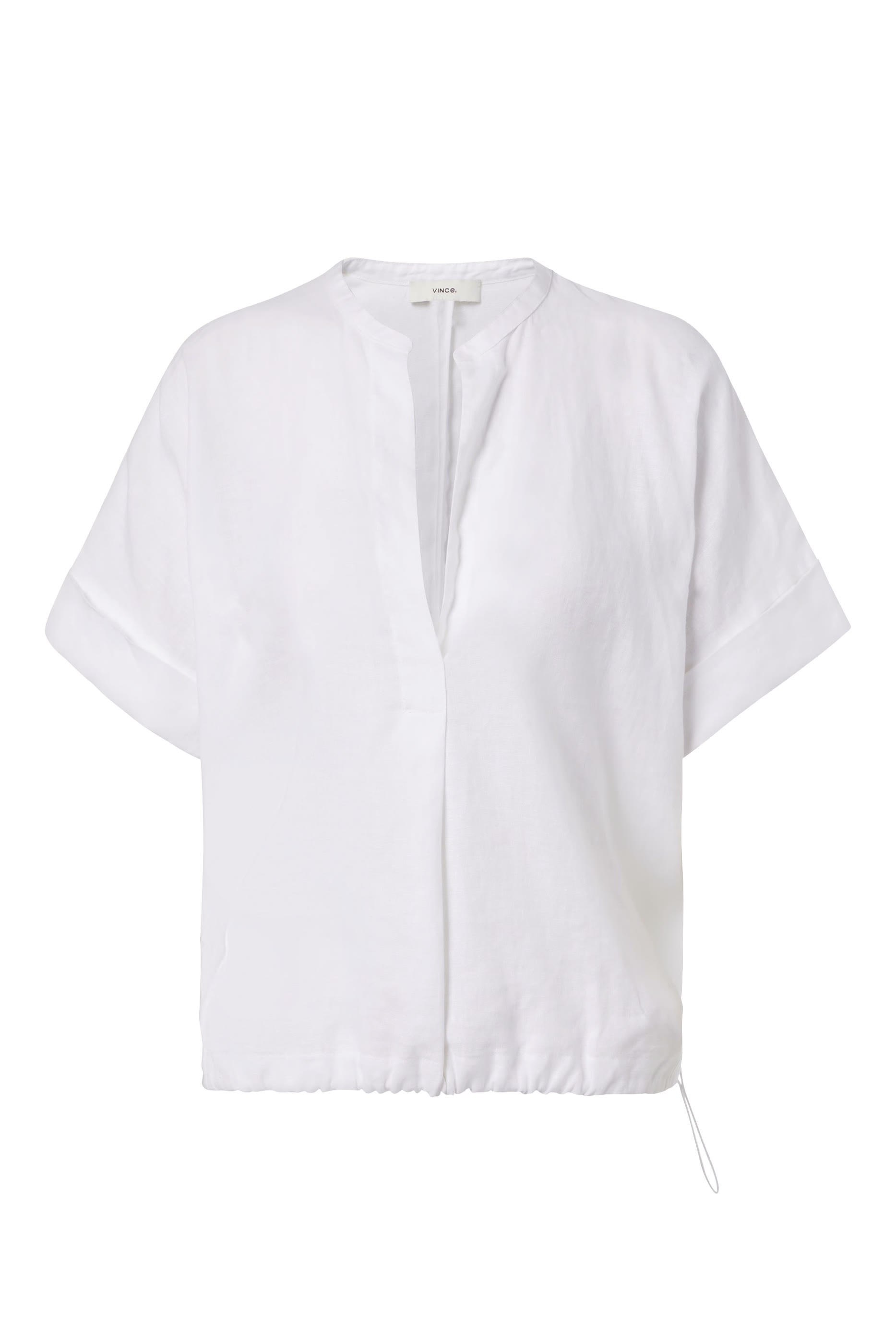 Linen Drawcord-Hem Blouse 