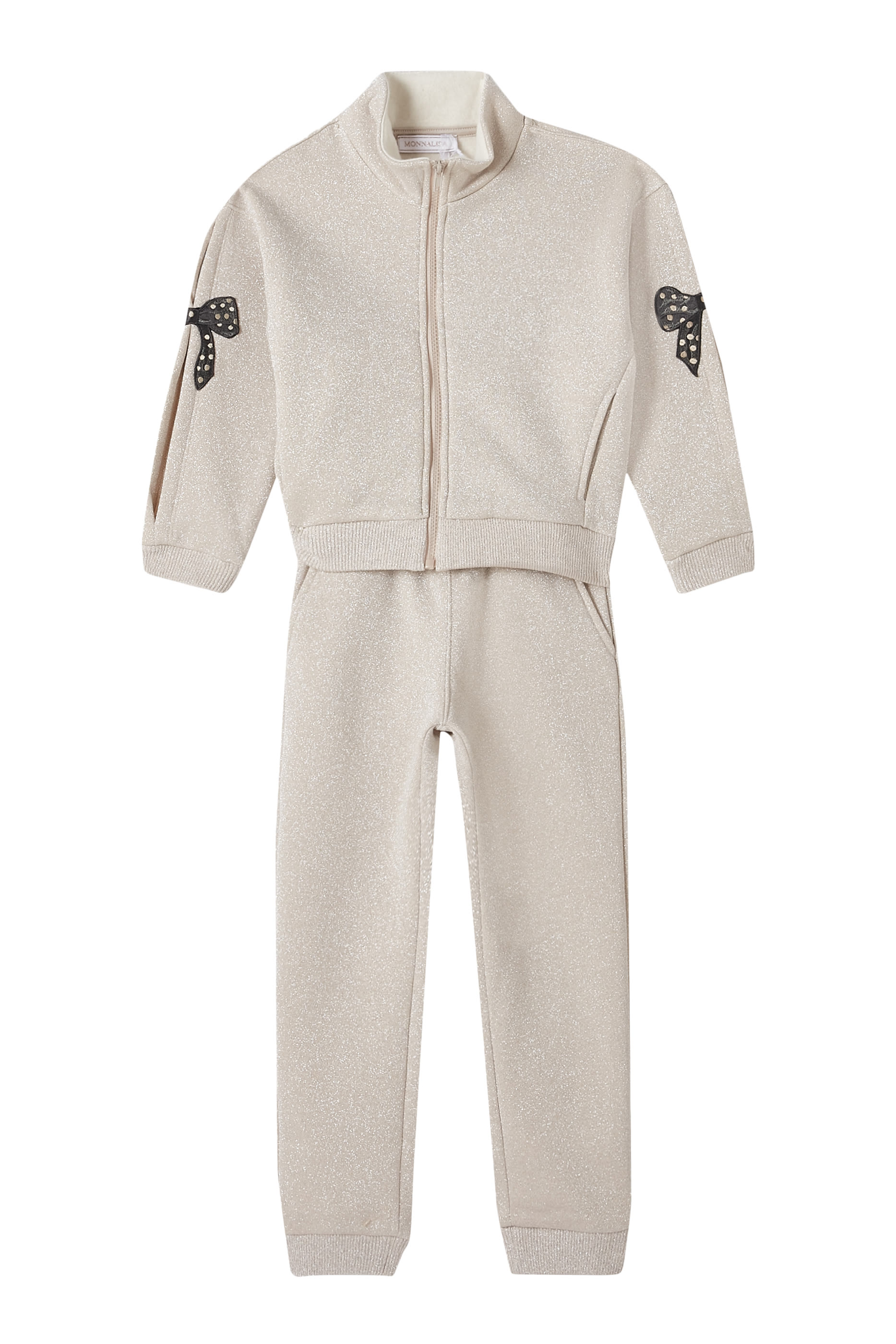 Kids Glitter Joggers with Bow Detail